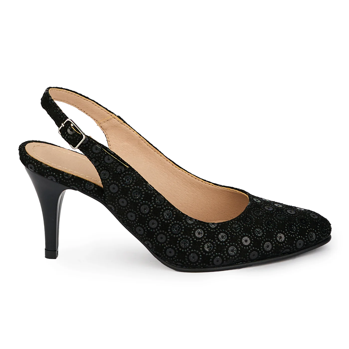 Pantofi dama din piele naturala neagra cu toc subtire 8 cm 18047