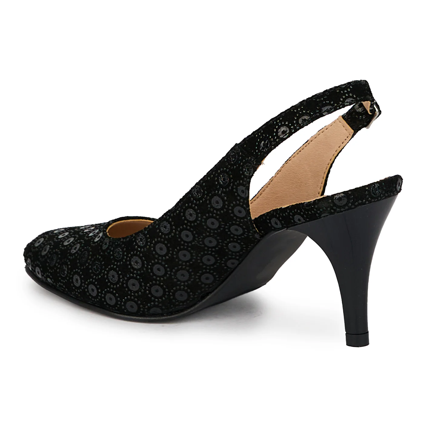 Pantofi dama din piele naturala neagra cu toc subtire 8 cm 18047 - Image 2