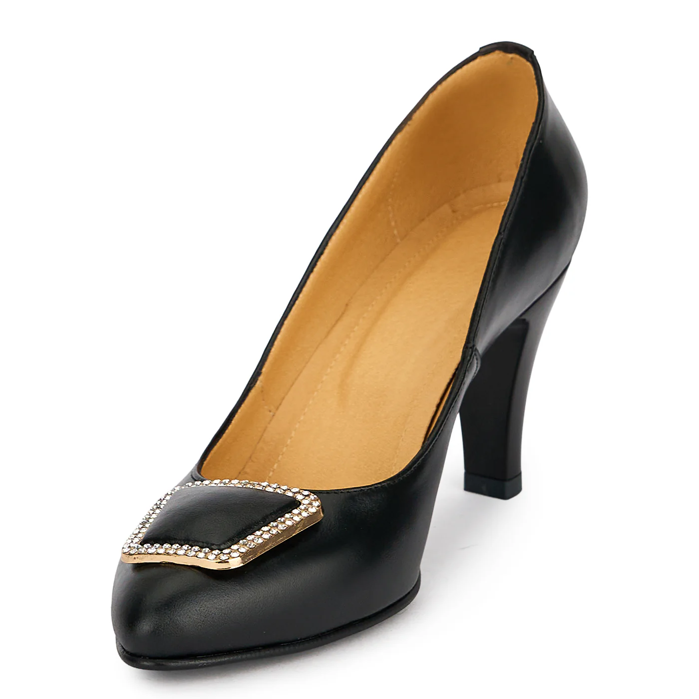 Pantofi damă din piele naturală neagra cu toc subtire 8 cm 19638 - Image 3