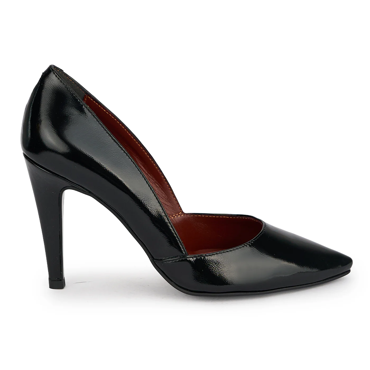 Pantofi damă din piele naturală neagra cu toc subtire 9.5 cm 19636