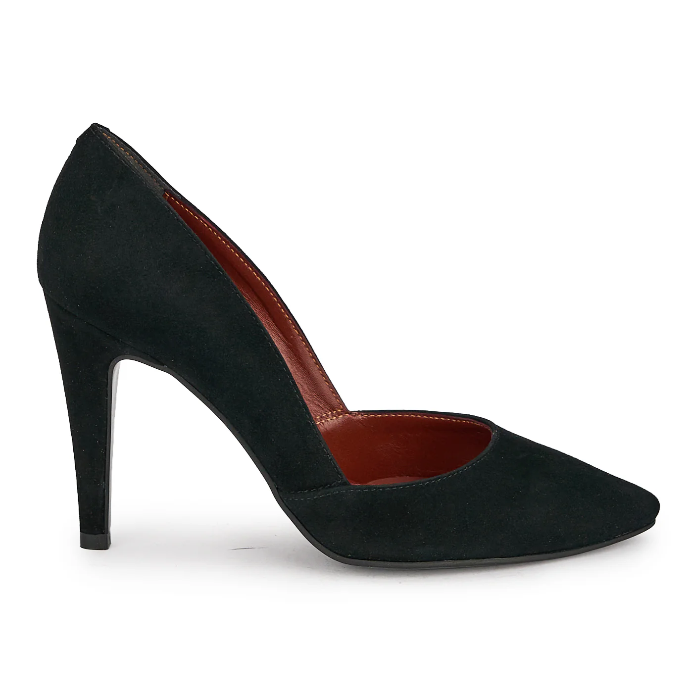 Pantofi damă din piele naturală neagra cu toc subtire 9.5 cm 19637