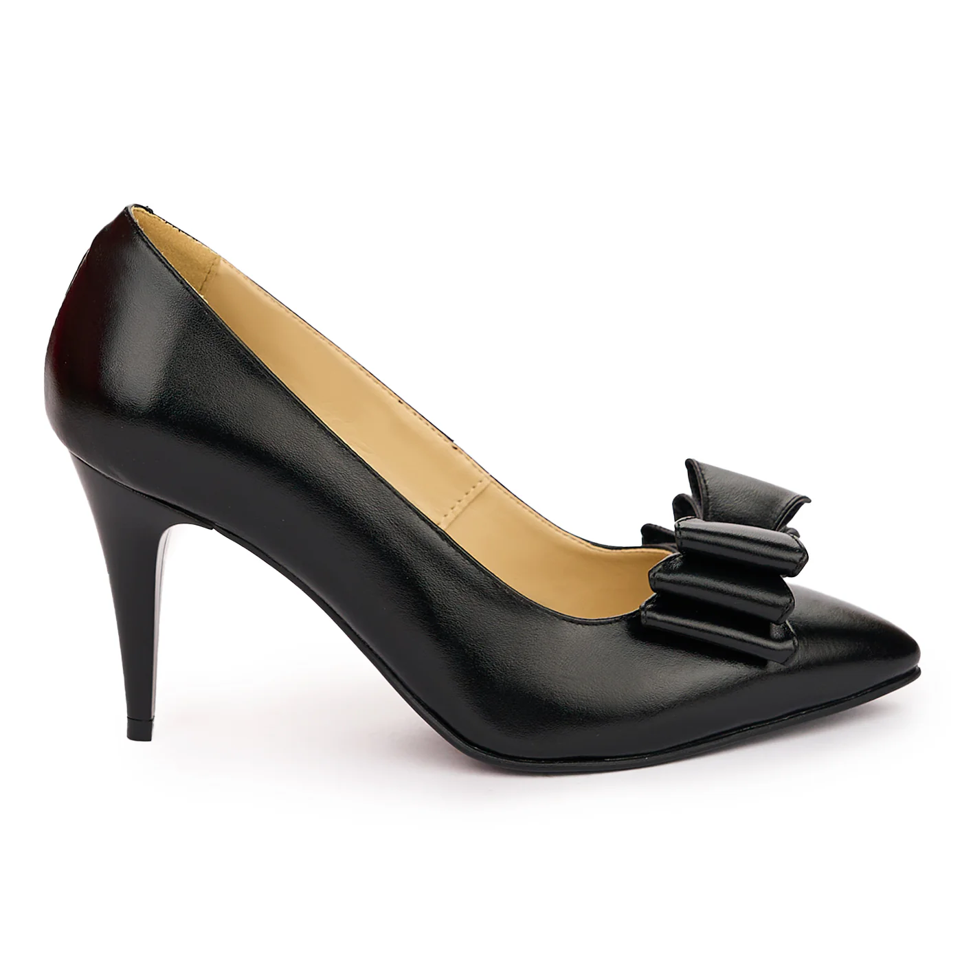 Pantofi dama din piele naturala neagra cu toc subtire 9 cm 13795