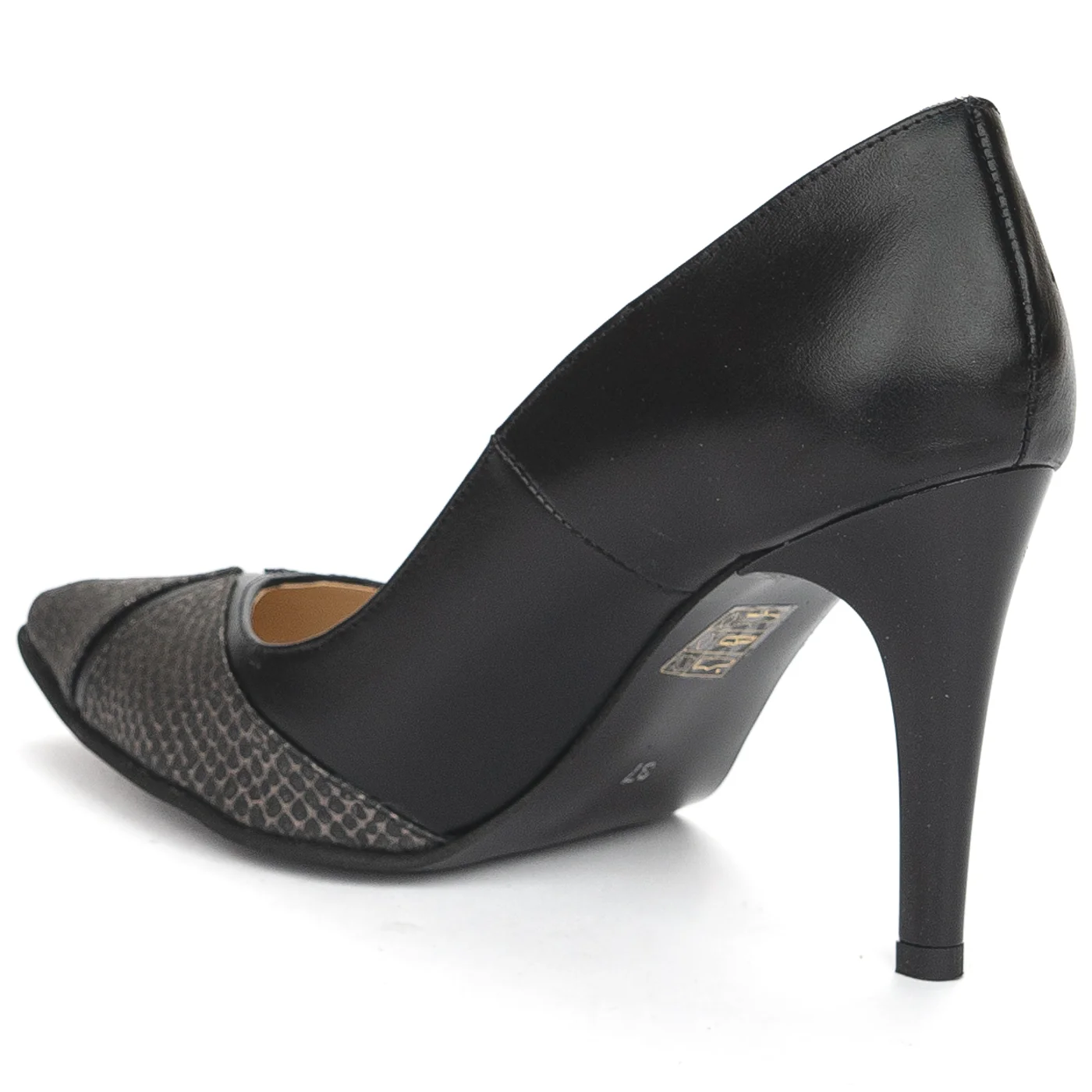 Pantofi dama din piele naturala neagra cu toc subtire 9 cm 13888 - Image 2