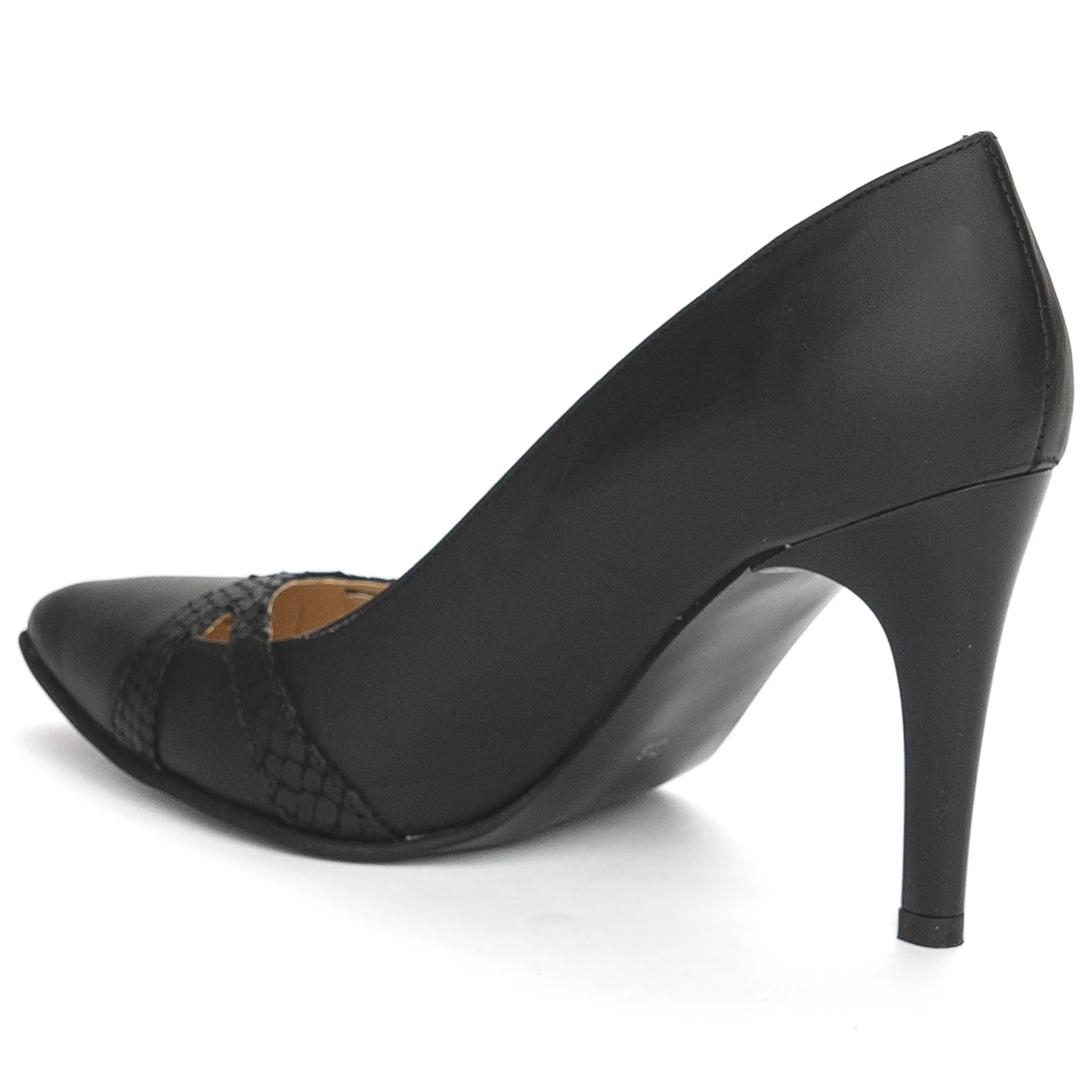 Pantofi dama din piele naturala neagra cu toc subtire 9 cm 13892 - Image 2
