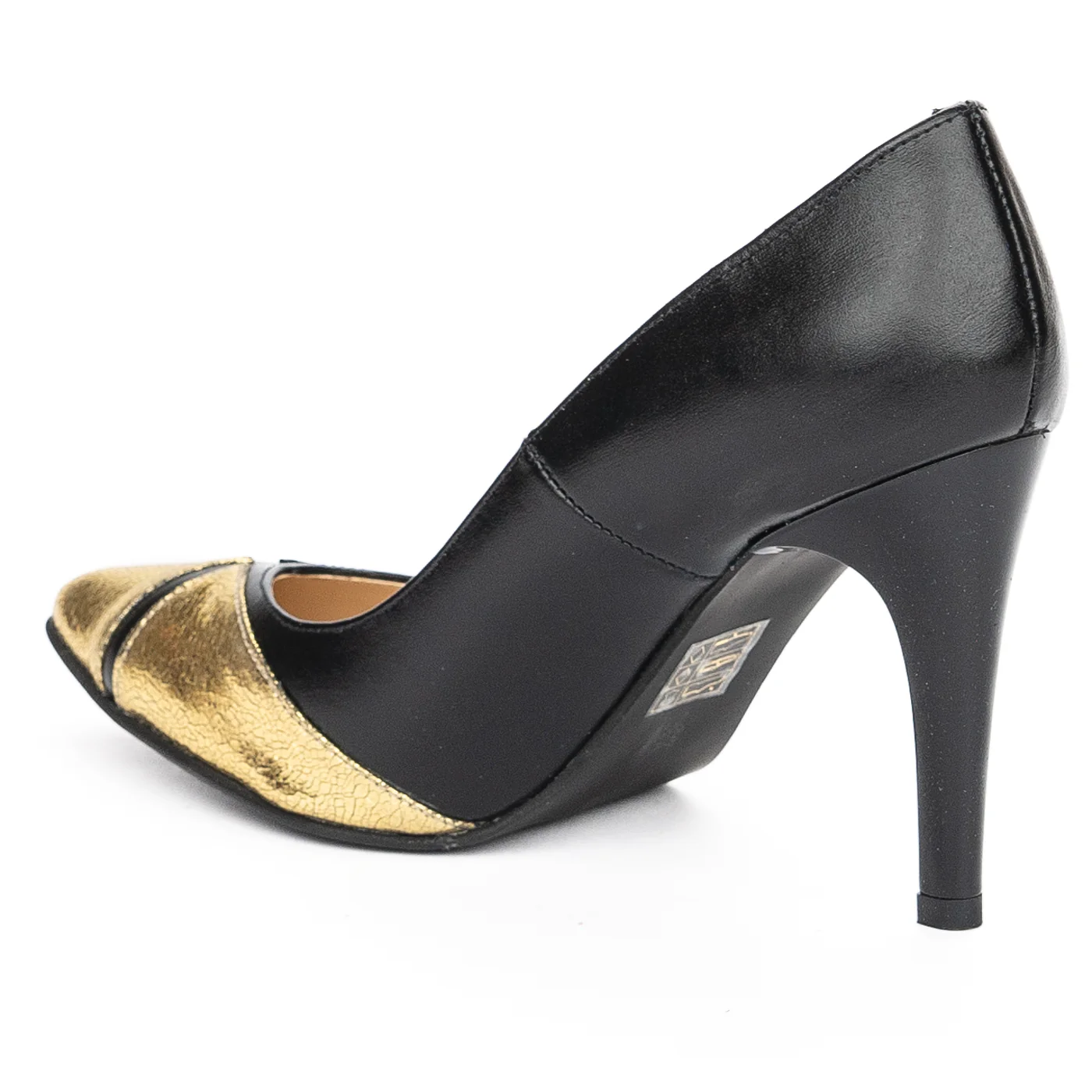 Pantofi dama din piele naturala neagra cu toc subtire 9 cm 13936 - Image 2
