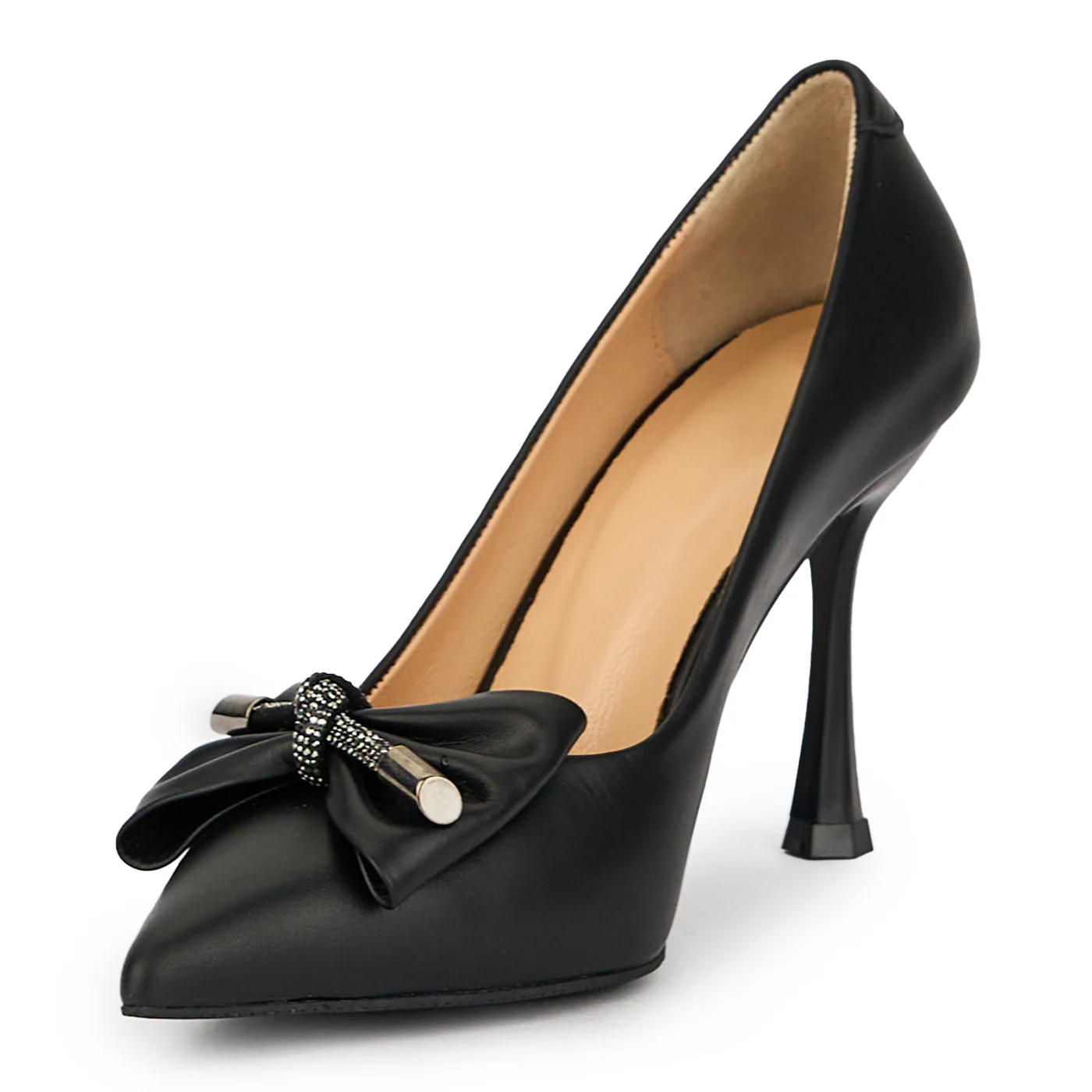 Pantofi dama din piele naturala neagra cu toc subtire 9 cm 15669 - Image 3