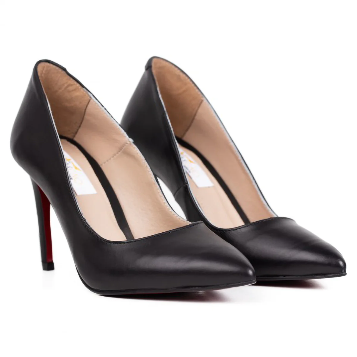 Pantofi dama din piele naturala neagra cu toc subtire 9 cm 15774 - Image 3