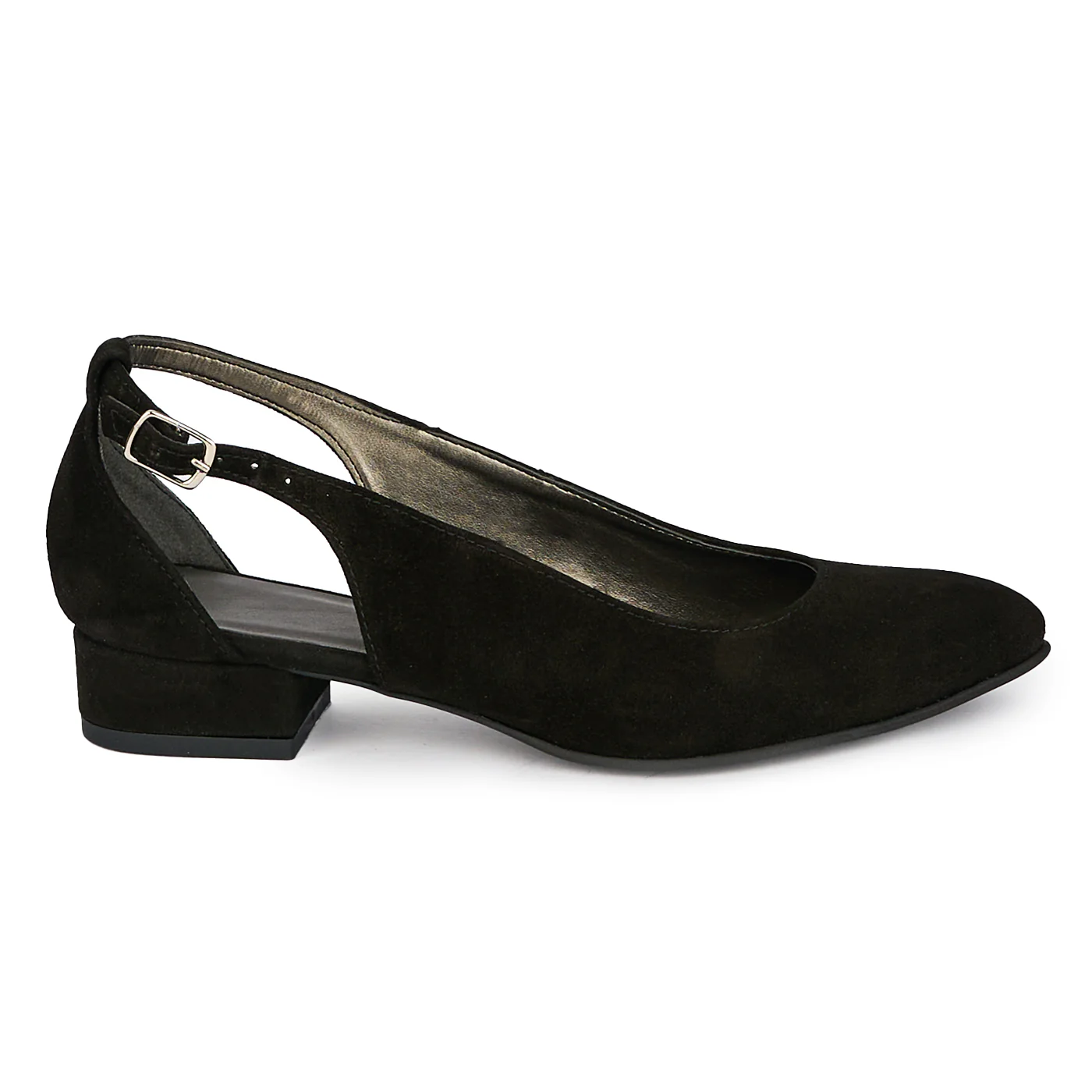 Pantofi dama din piele naturala neagra decupati lateral cu toc mic 3 cm 18165