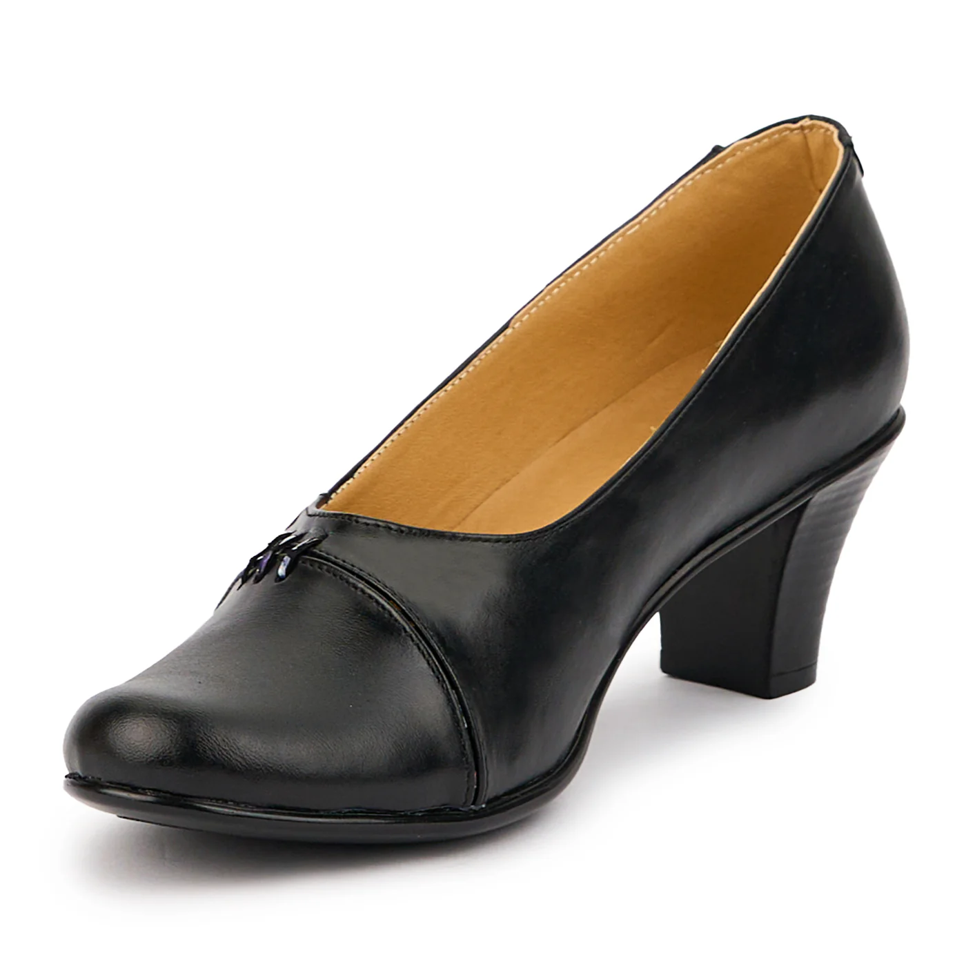 Pantofi dama din piele naturala neagra toc 6 cm 14690 - Image 3