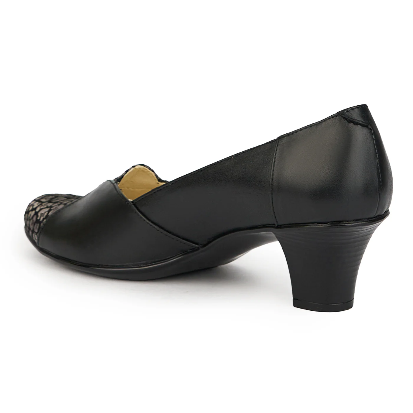 Pantofi dama din piele naturala neagra toc 6 cm 14939 - Image 2