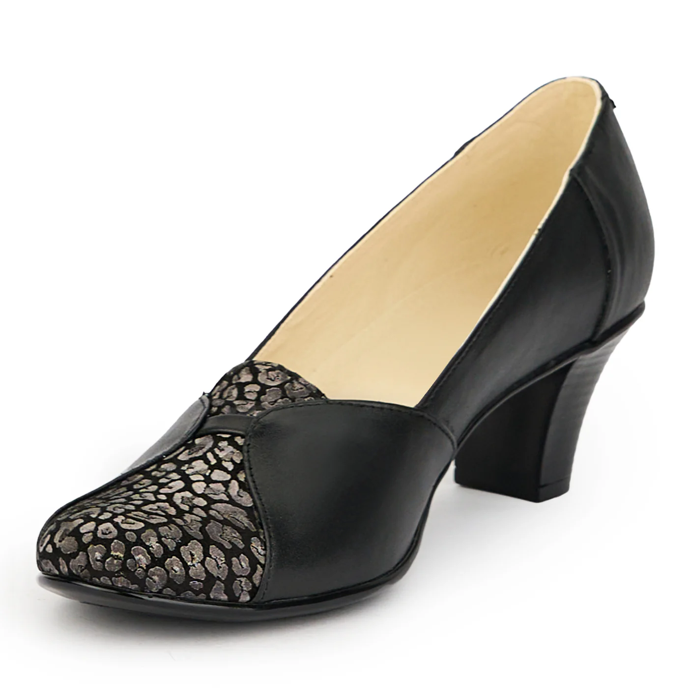 Pantofi dama din piele naturala neagra toc 6 cm 14939 - Image 3