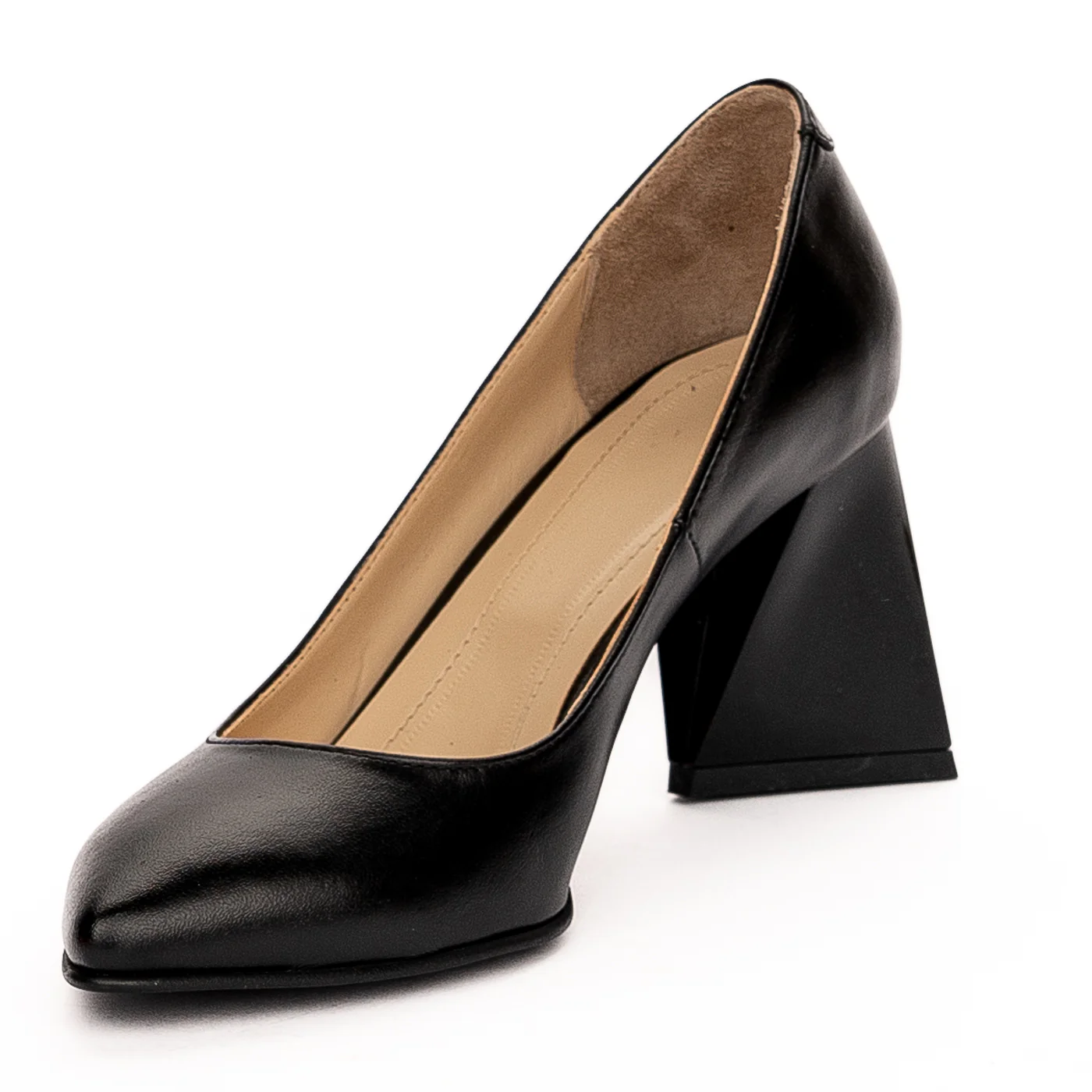 Pantofi dama din piele naturala neagra toc 7.5cm 13259 - Image 3