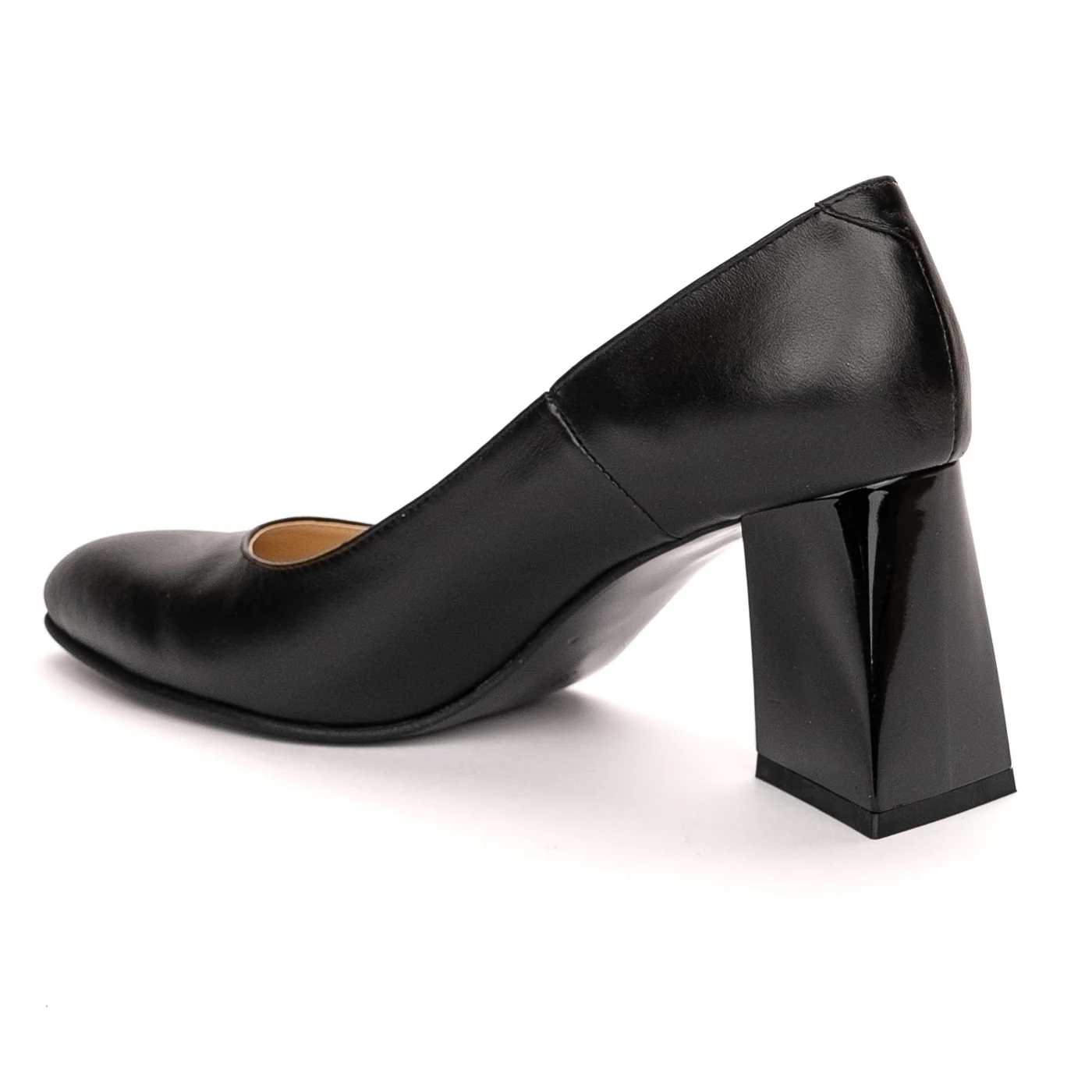 Pantofi dama din piele naturala neagra toc gros 13369 - Image 2