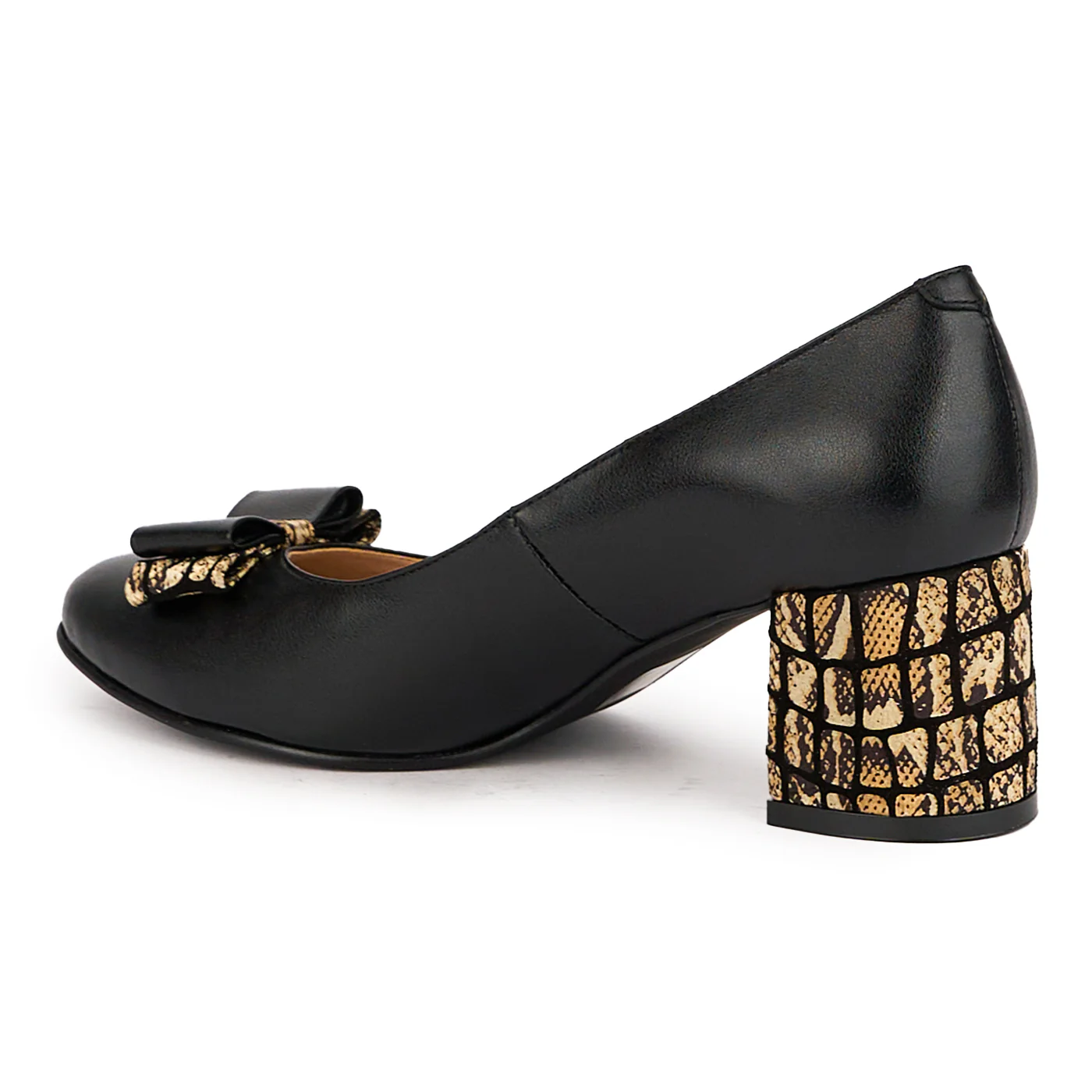 Pantofi dama din piele naturala neagra toc gros 6 cm 16811 - Image 2