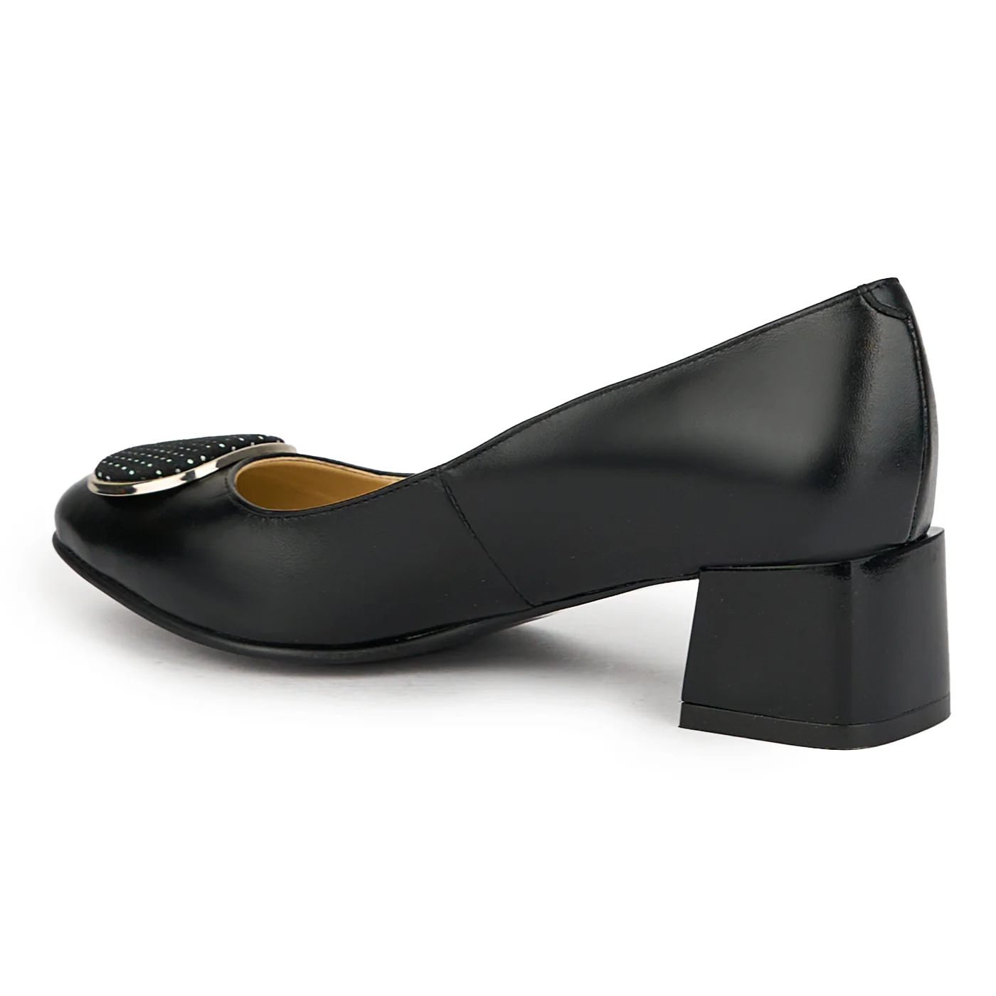 Pantofi dama din piele naturala negru cu toc gros 5.5 cm 15134 - Image 2