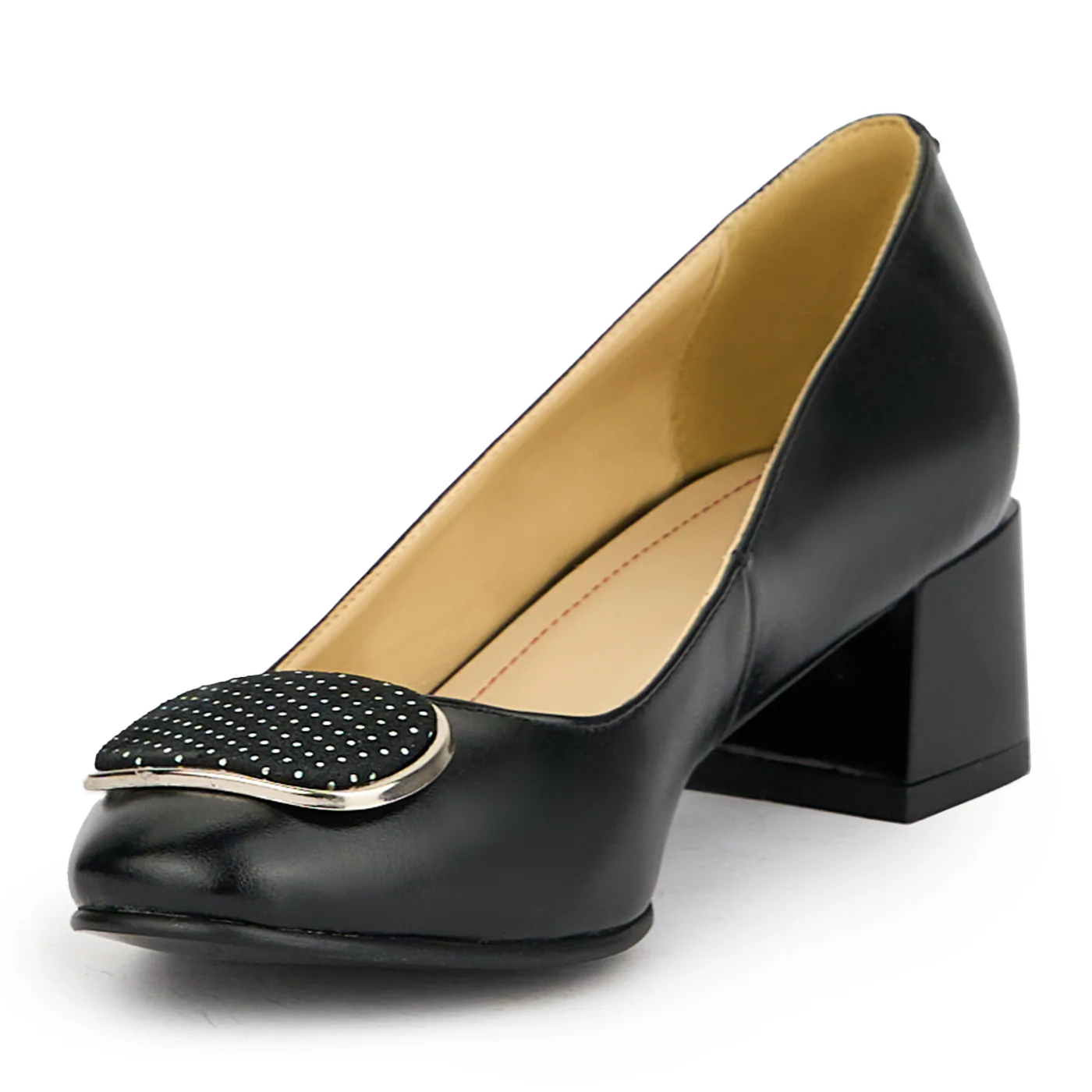 Pantofi dama din piele naturala negru cu toc gros 5.5 cm 15134 - Image 3