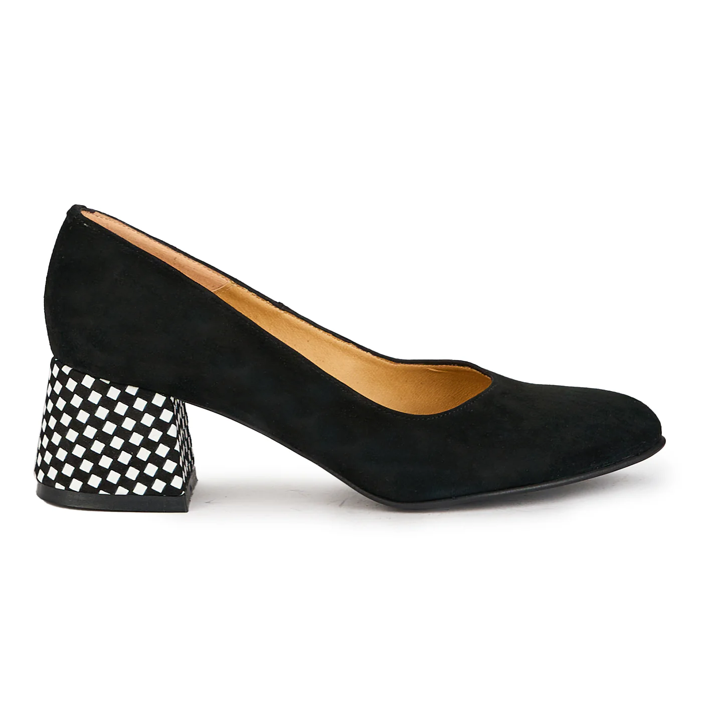 Pantofi dama din piele naturala negru cu toc gros 6 cm 17382