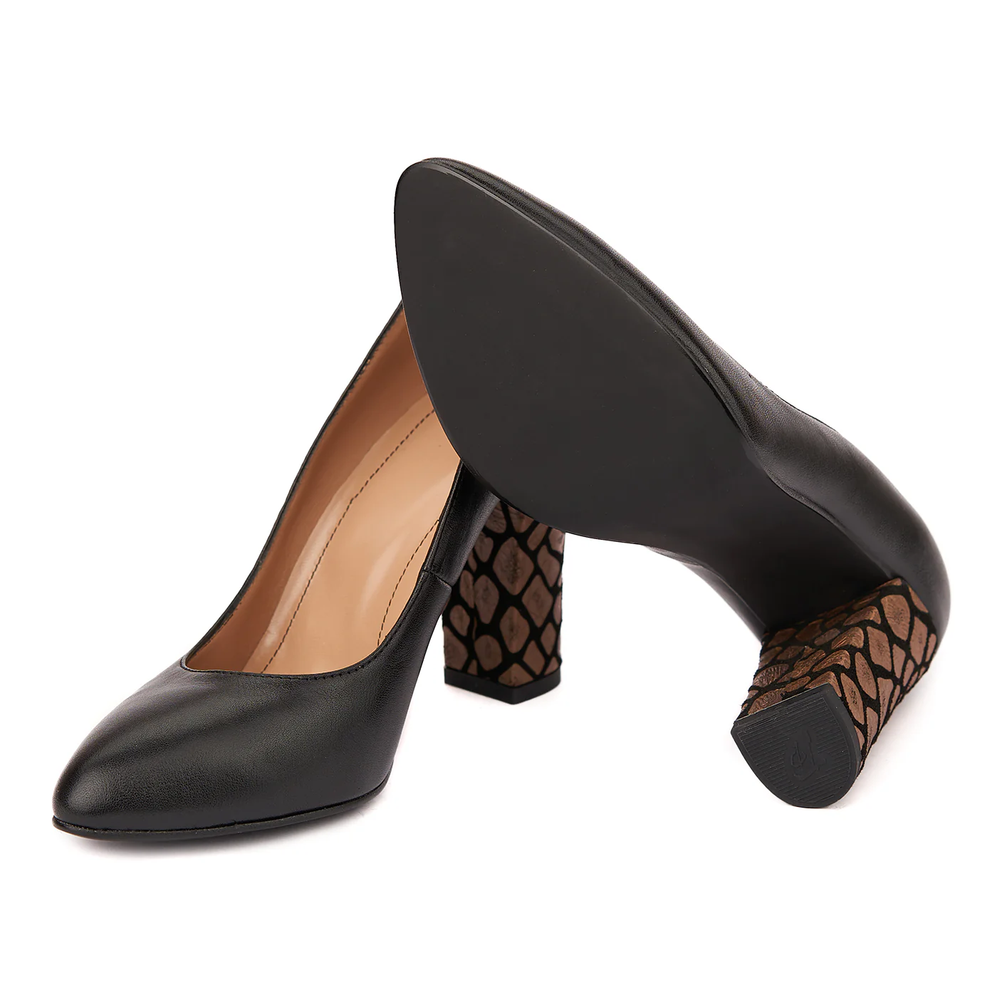 Pantofi dama din piele naturala negru toc imbracat 4428 - Image 3
