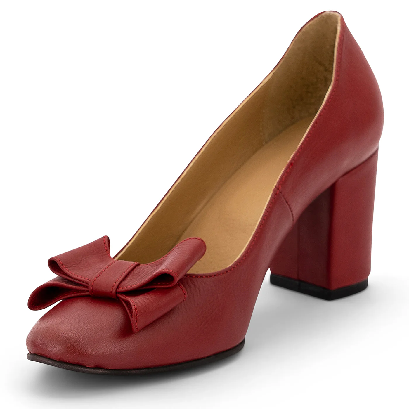 Pantofi dama din piele naturala rosie 14099 - Image 3