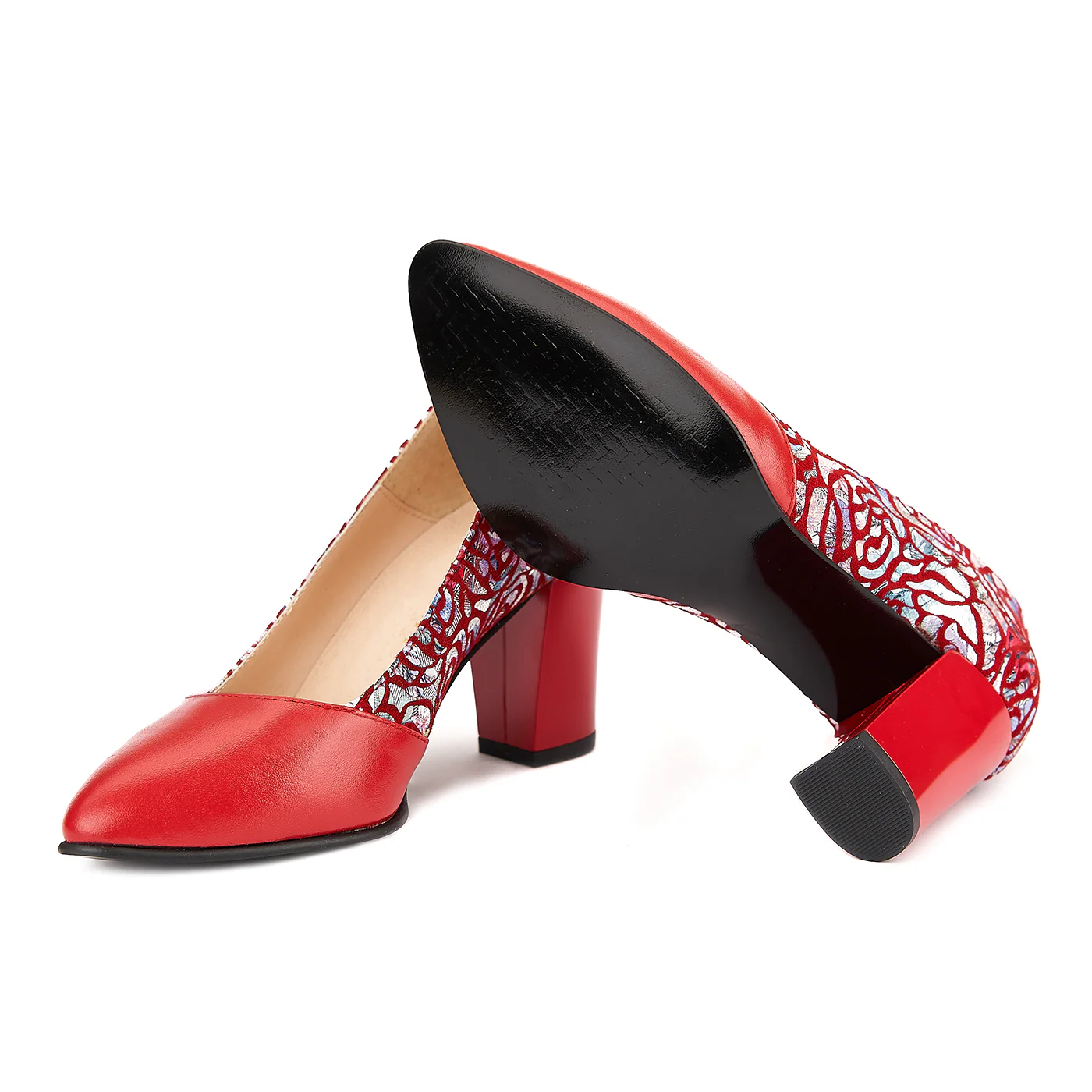 Pantofi dama din piele naturala rosie 4162 - Image 3
