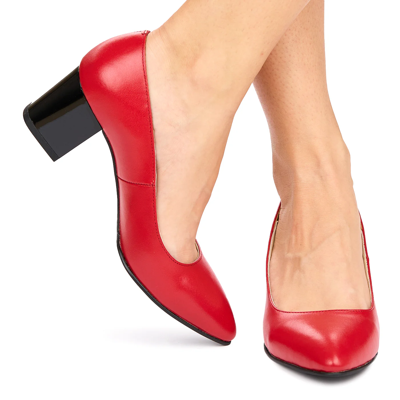 Pantofi dama din piele naturala rosie 9012 - Image 3