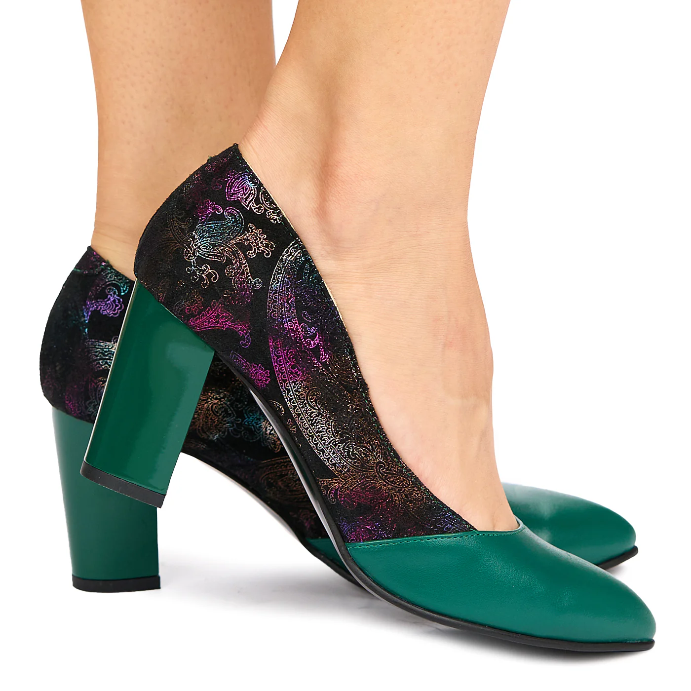 Pantofi dama din piele naturala verde 9014