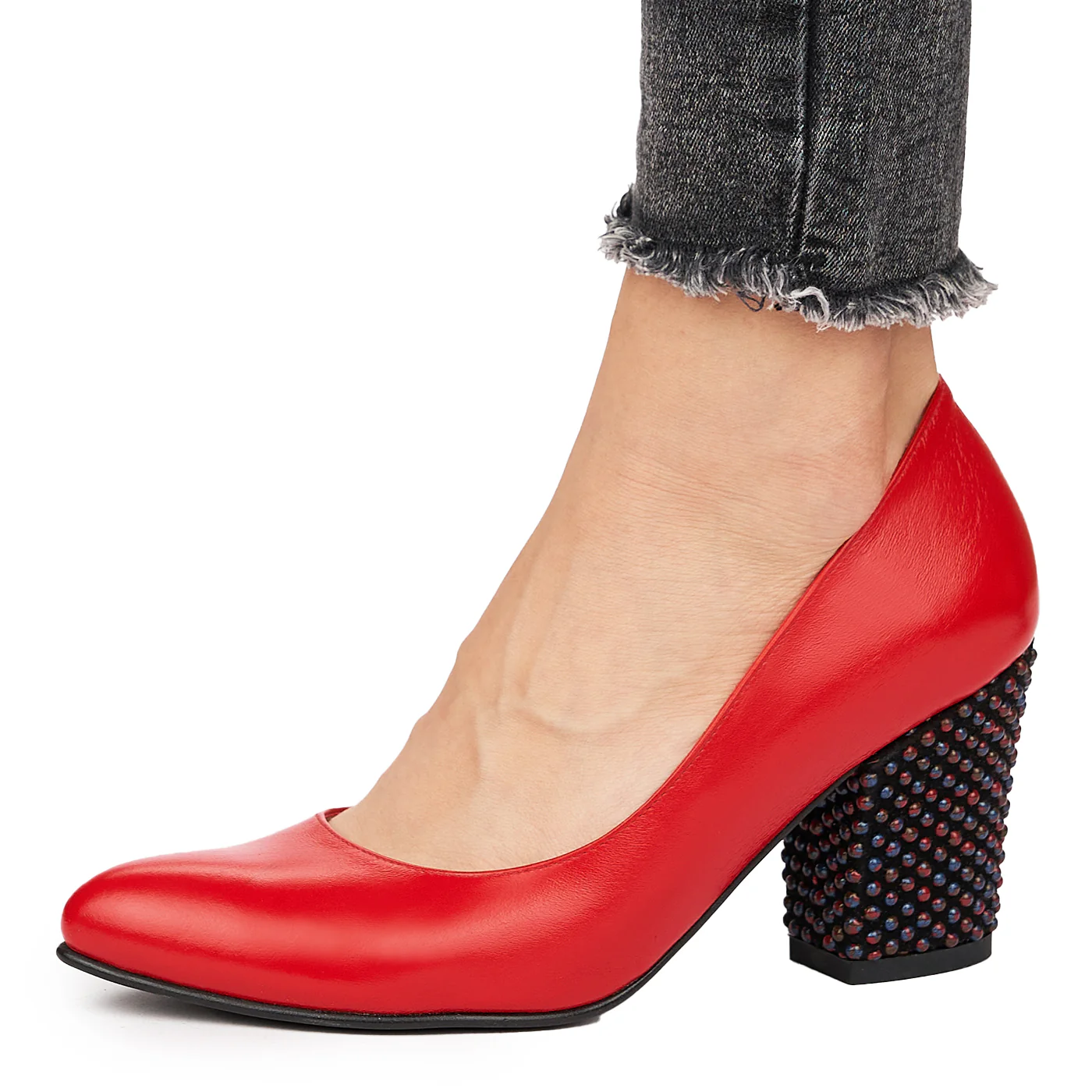 Pantofi dama din piele naturala rosie 9136 - Image 5