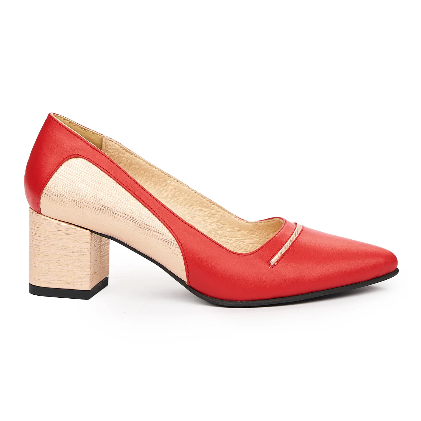 Pantofi dama din piele naturala rosie 9316