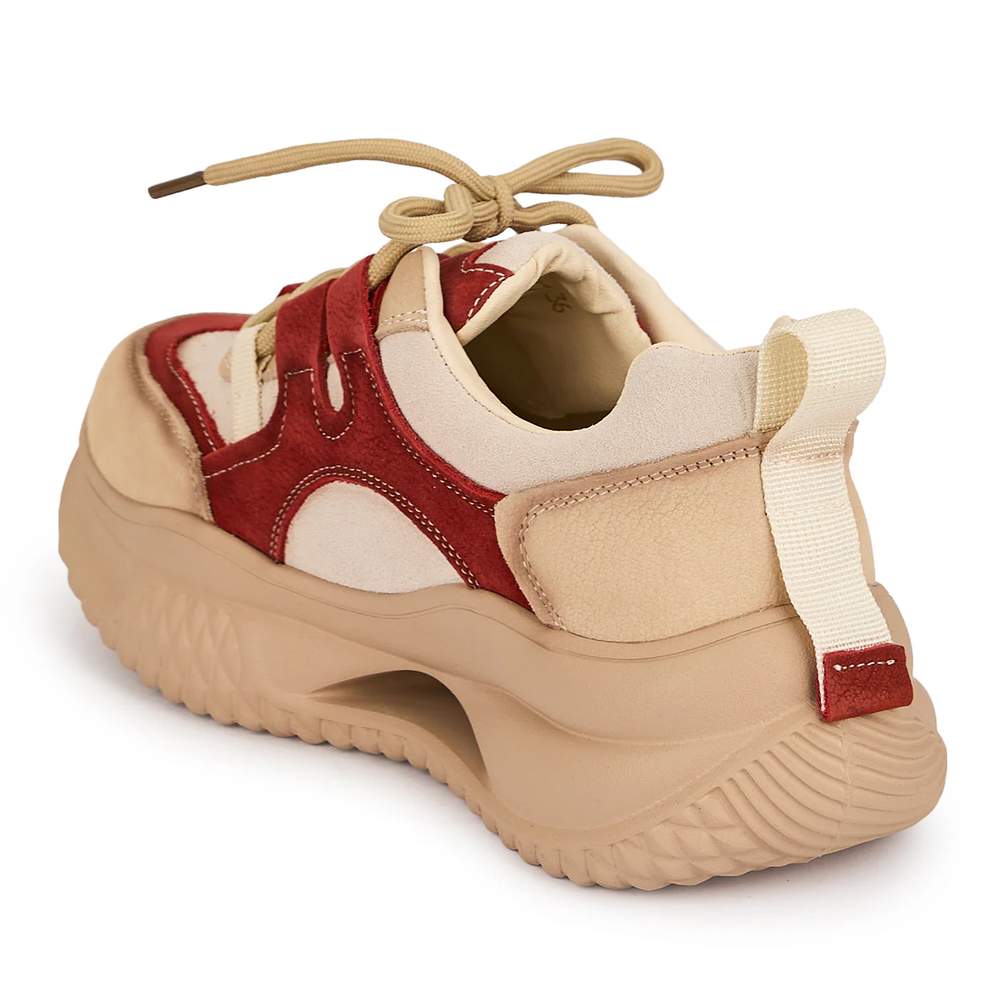 Pantofi dama din piele naturala rosie cu talpa inalta 5 cm 19520 - Image 2
