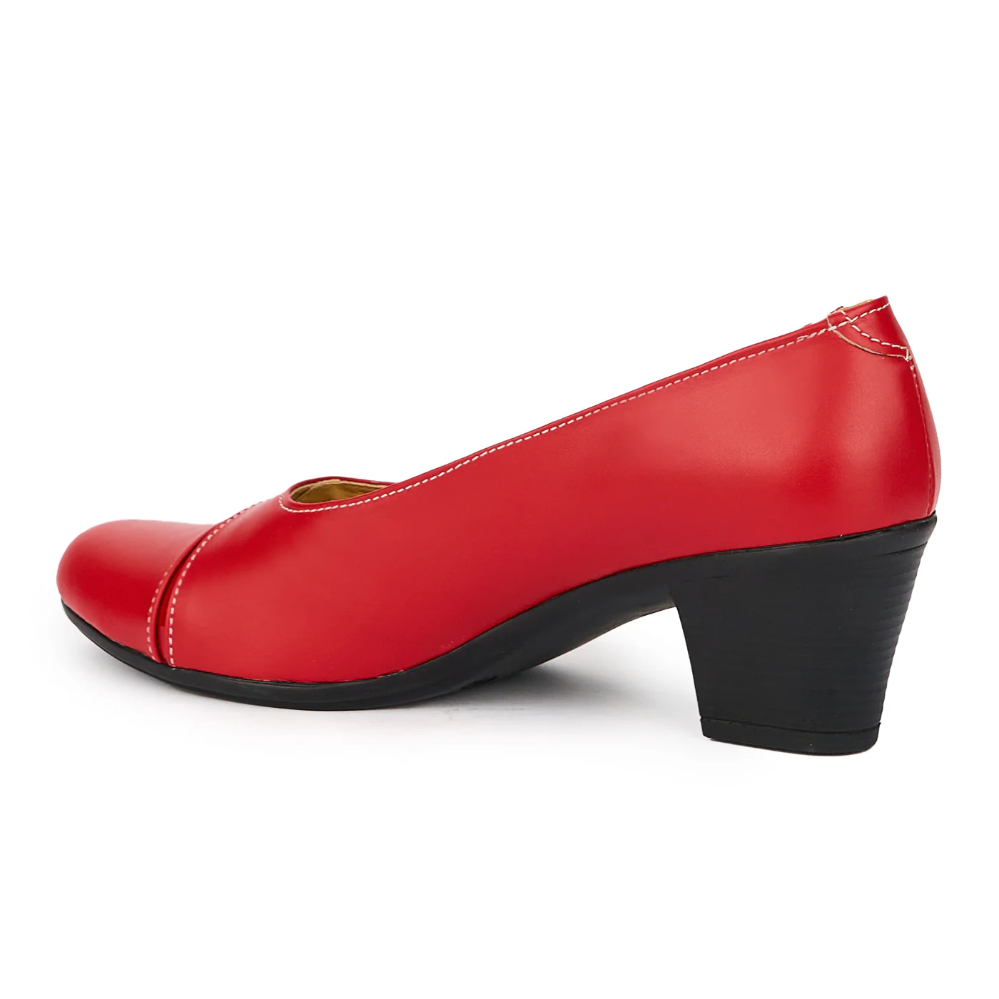 Pantofi dama din piele naturala rosie cu toc 6 cm 15327 - Image 2