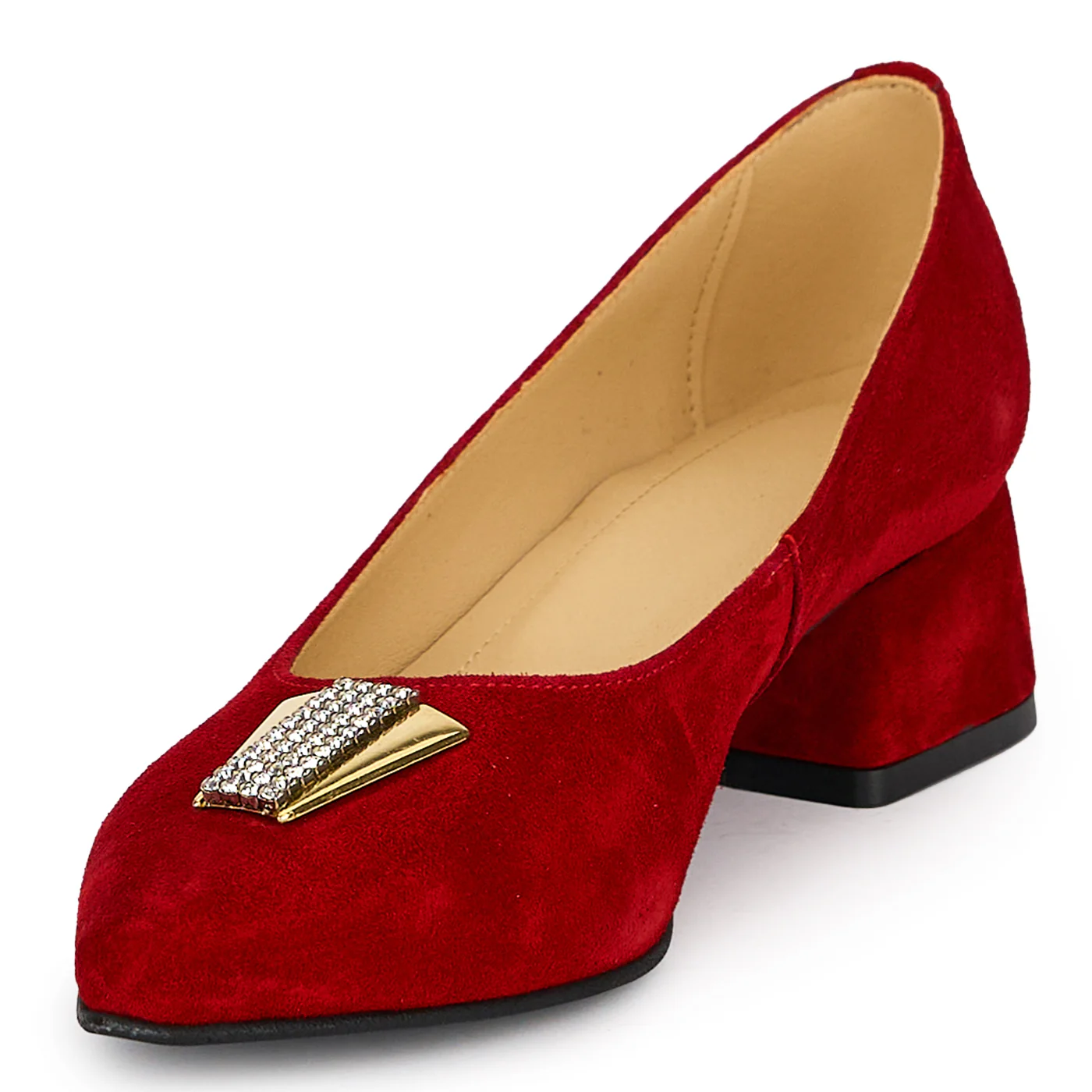 Pantofi dama din piele naturala rosie cu toc gros 4 cm 19178 - Image 3