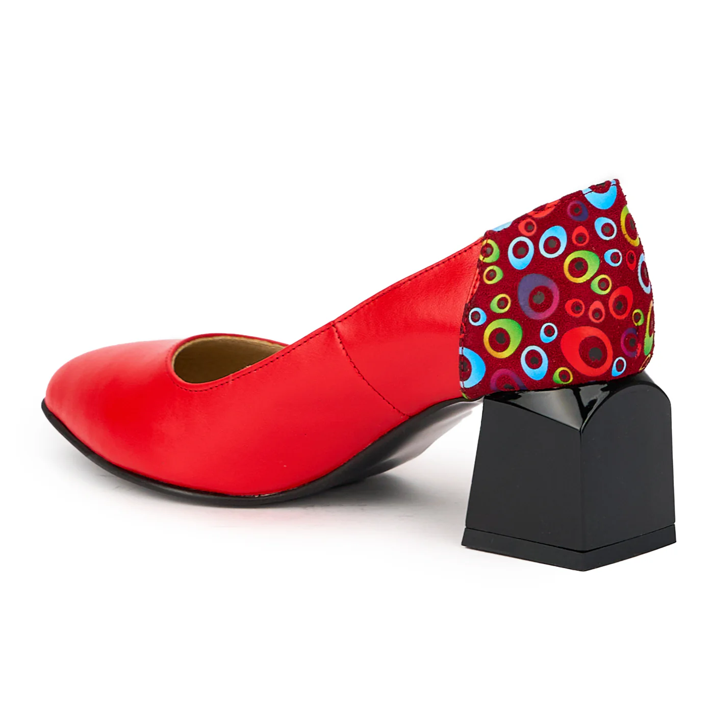 Pantofi dama din piele naturala rosie cu toc gros 5.5 cm 15821 - Image 2