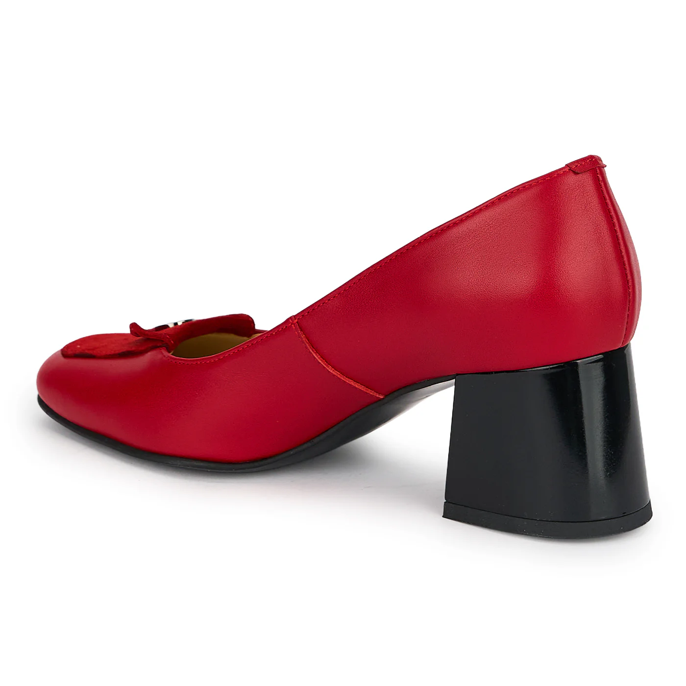 Pantofi dama din piele naturala rosie cu toc gros 5.5 cm 19186 - Image 2