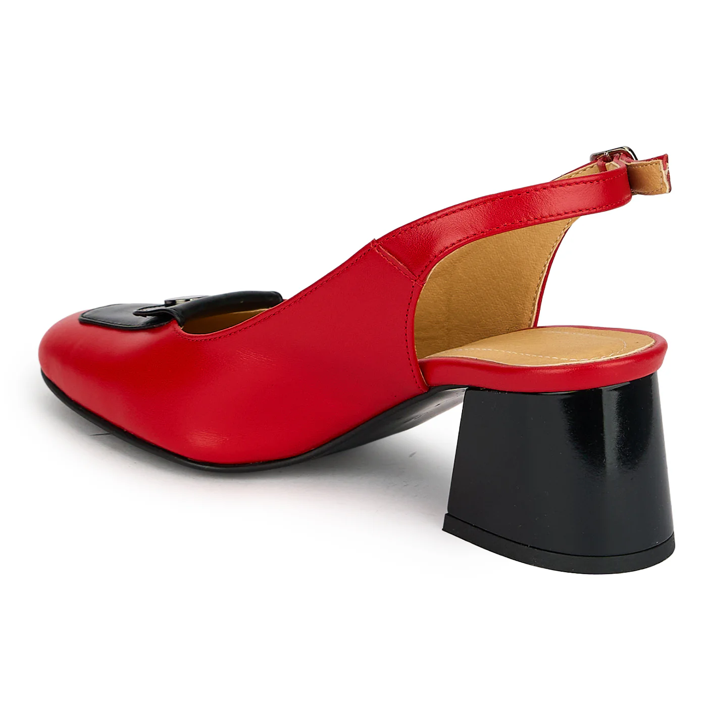 Pantofi dama din piele naturala rosie cu toc gros 5.5 cm 19836 - Image 2