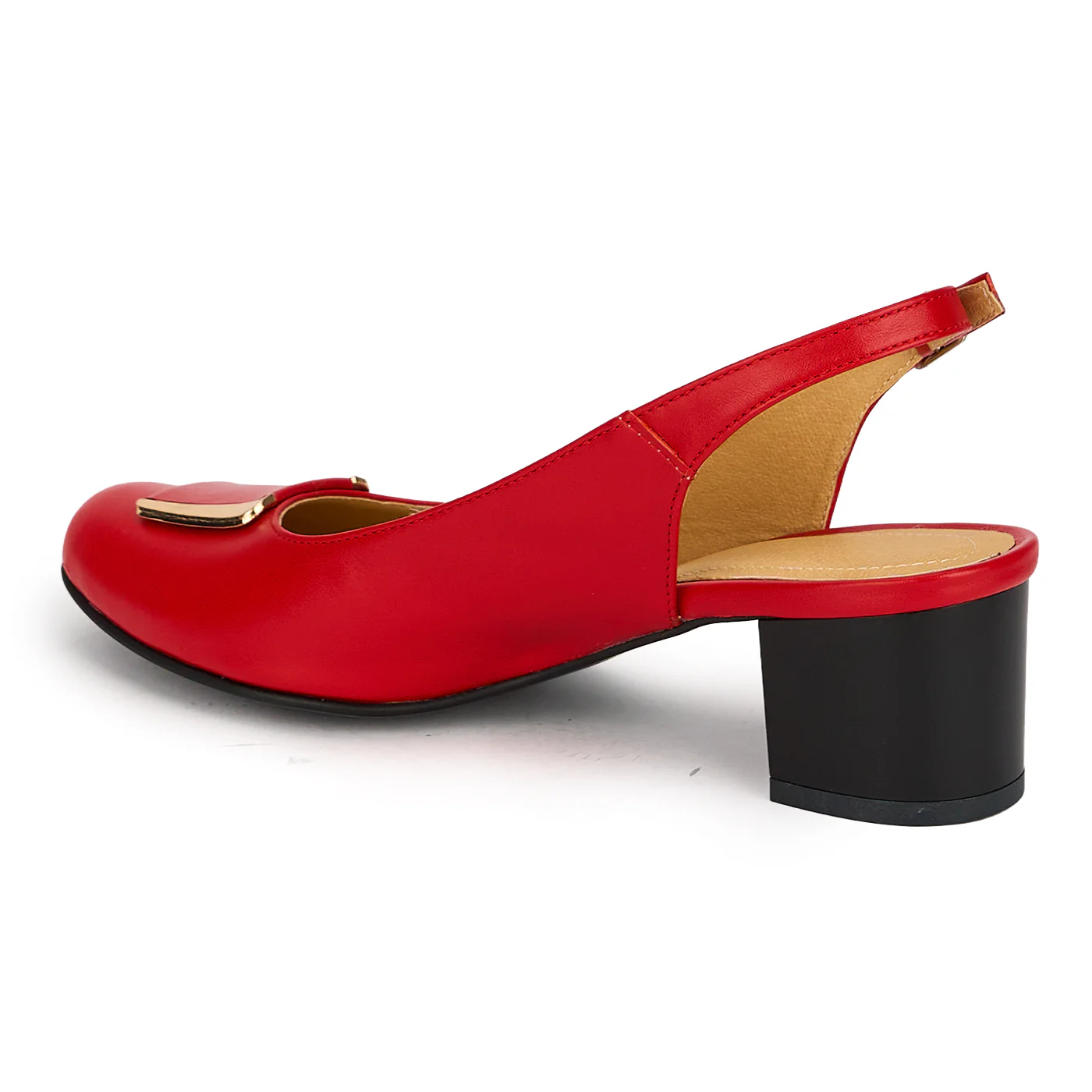 Pantofi dama din piele naturala rosie cu toc gros 5 cm 19695 - Image 2