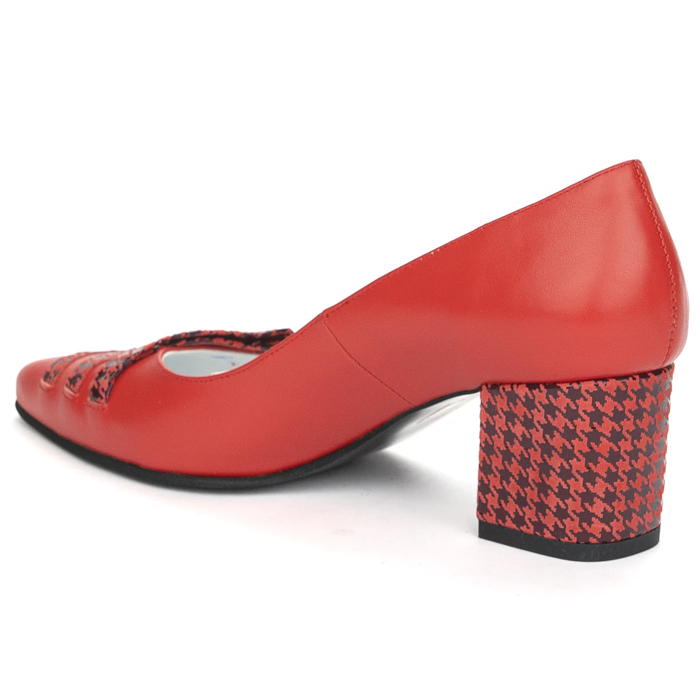 Pantofi dama din piele naturala rosie cu toc gros 6 cm 13905 - Image 2
