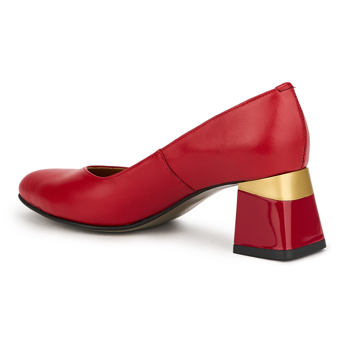 Pantofi dama din piele naturala rosie cu toc gros 6 cm 14978 - Image 2