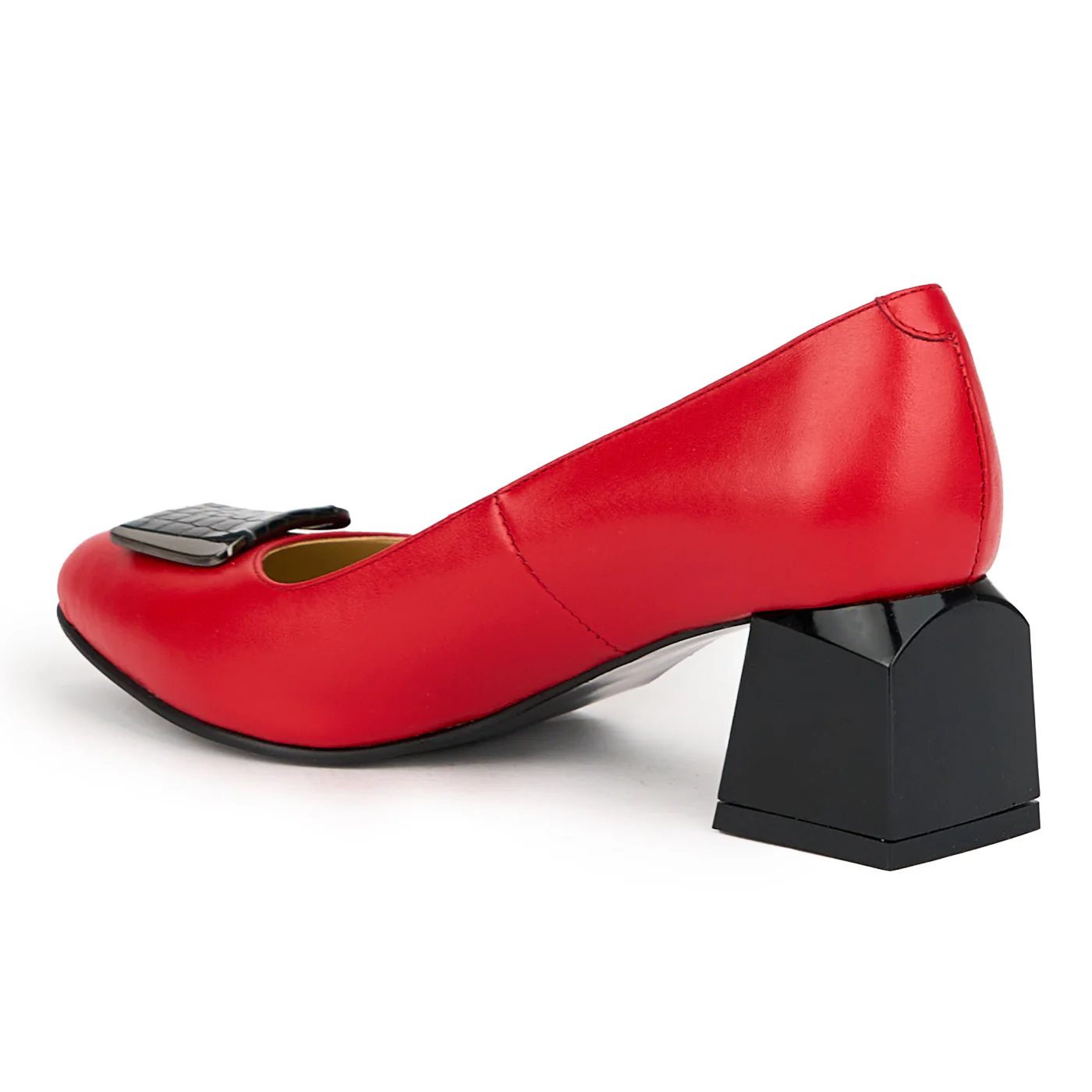 Pantofi dama din piele naturala rosie cu toc gros 6 cm 15000 - Image 2