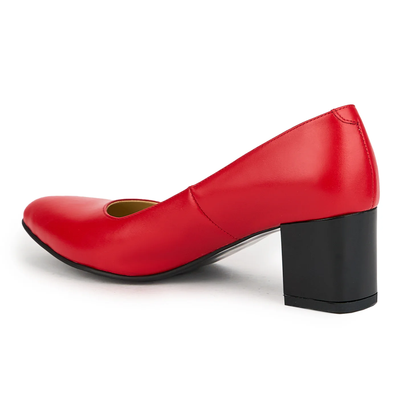 Pantofi dama din piele naturala rosie cu toc gros 6 cm 15139 - Image 2