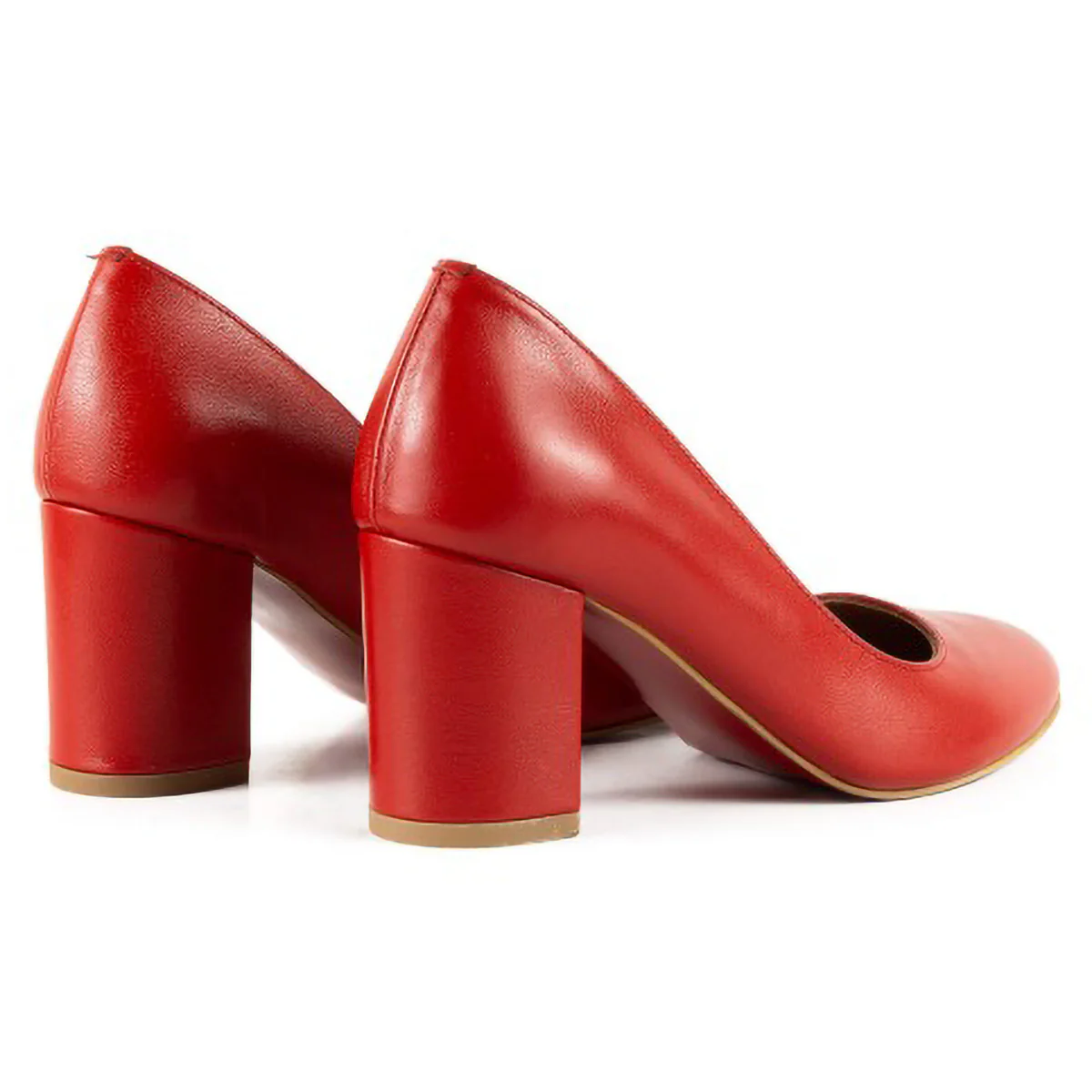 Pantofi dama din piele naturala rosie cu toc gros 6 cm 15731 - Image 3
