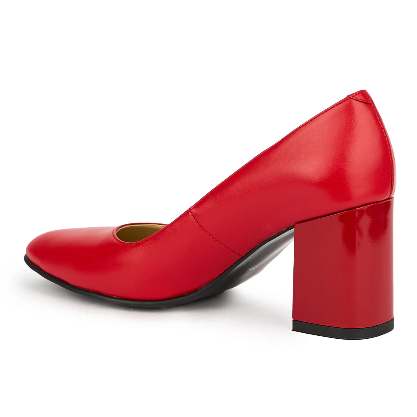 Pantofi dama din piele naturala rosie cu toc gros 7 cm 15024 - Image 2