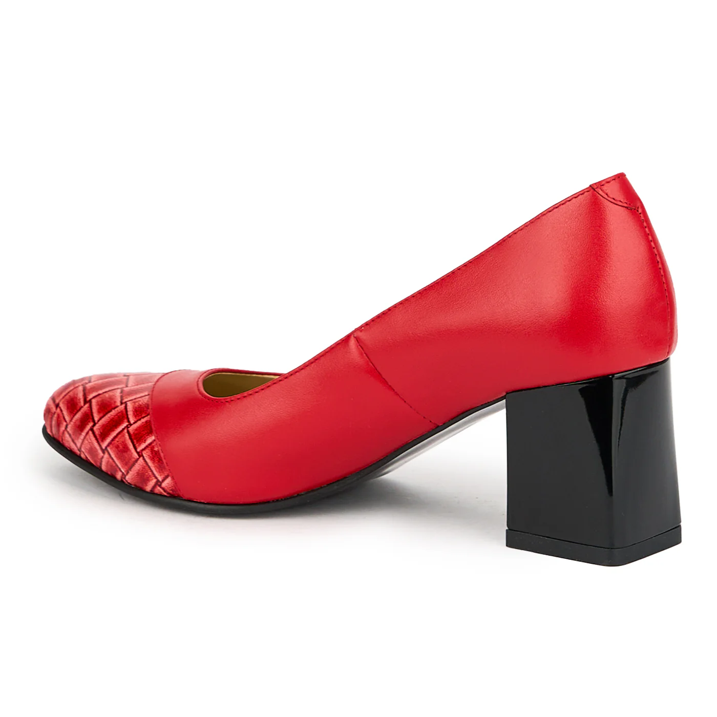 Pantofi dama din piele naturala rosie cu toc gros 7 cm 15029 - Image 2