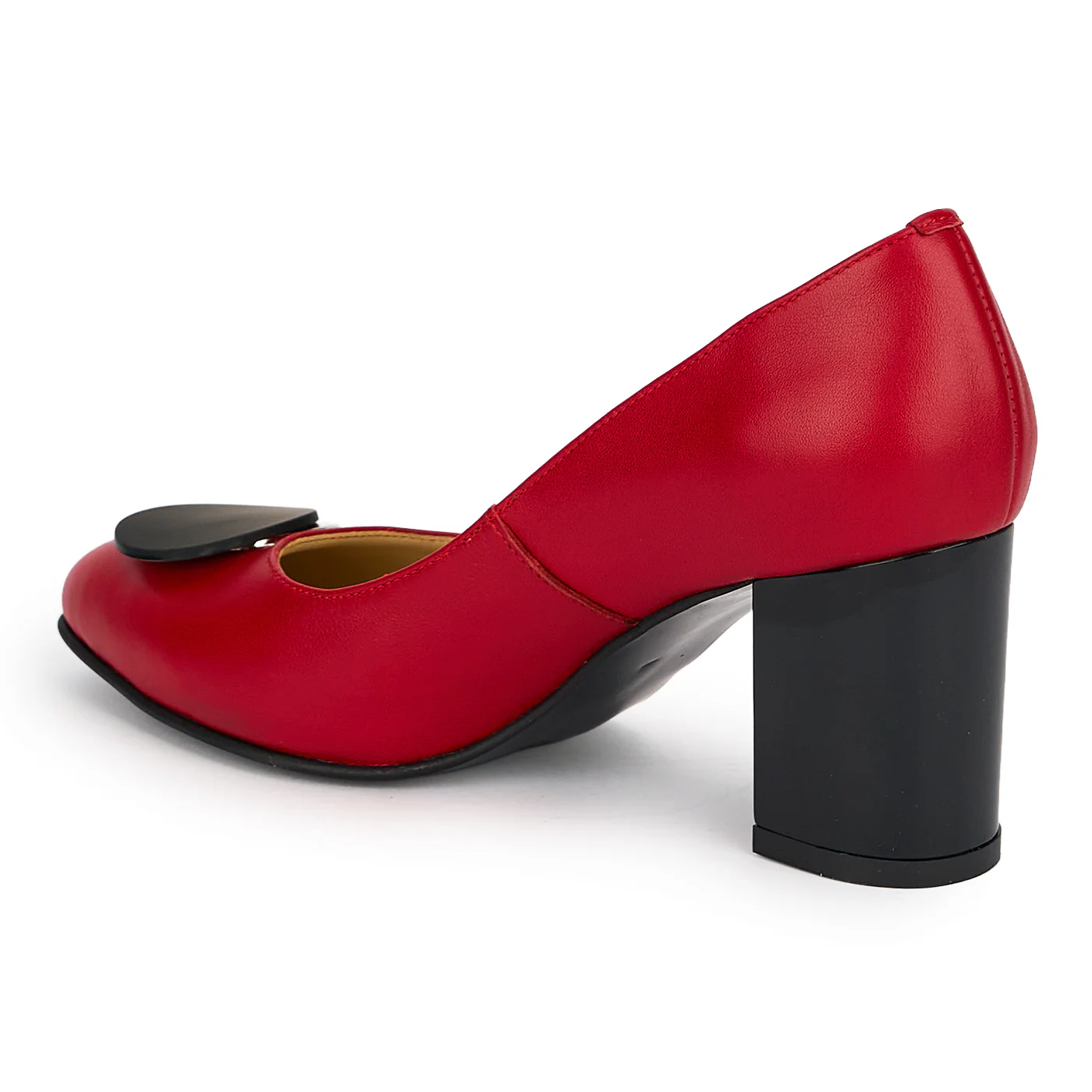 Pantofi dama din piele naturala rosie cu toc gros 7 cm 19177 - Image 2
