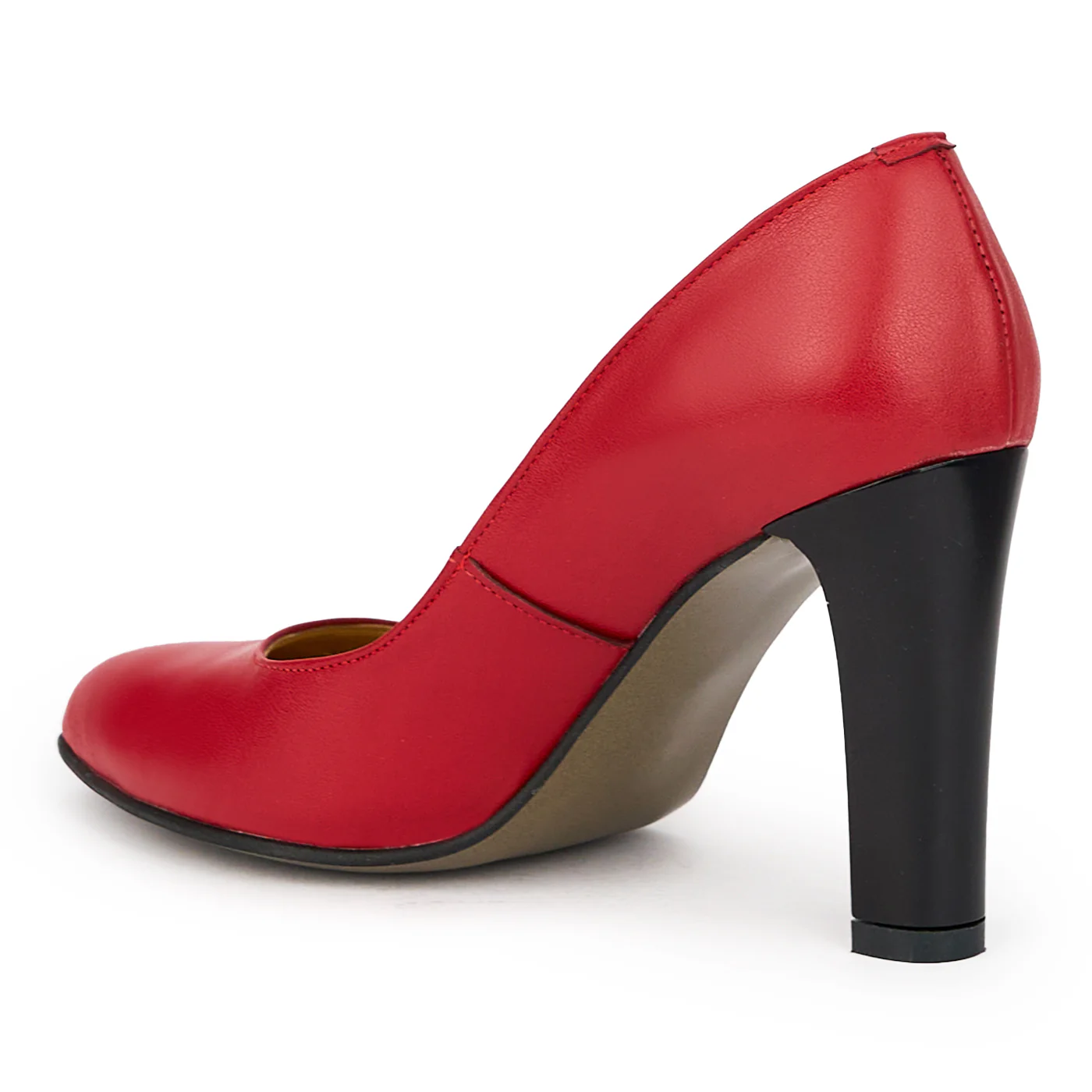 Pantofi dama din piele naturala rosie cu toc gros 9.5 cm 15573 - Image 2