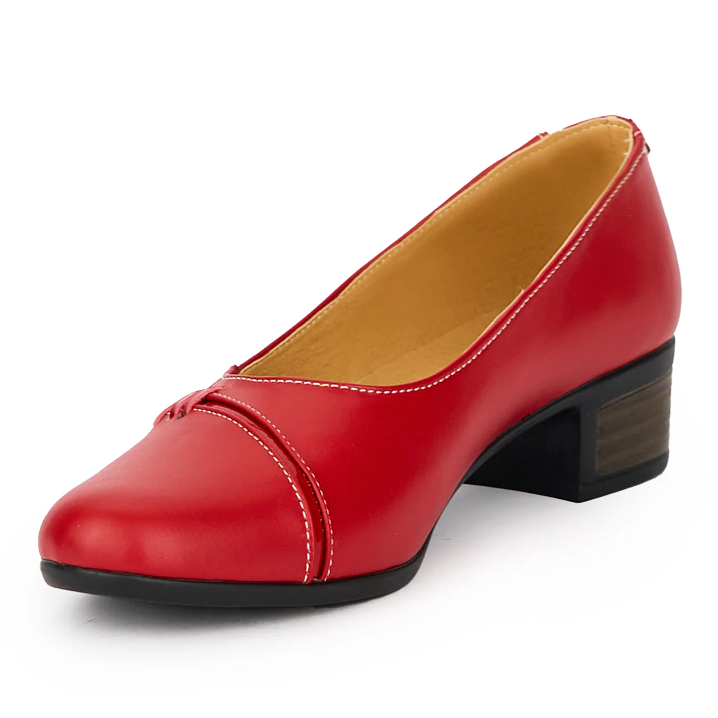 Pantofi dama din piele naturala rosie cu toc mic 3.5 cm 15481 - Image 3
