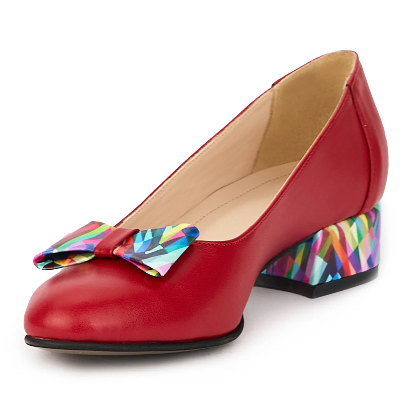 Pantofi dama din piele naturala rosie cu toc mic 3.5 cm 15962 - Image 3