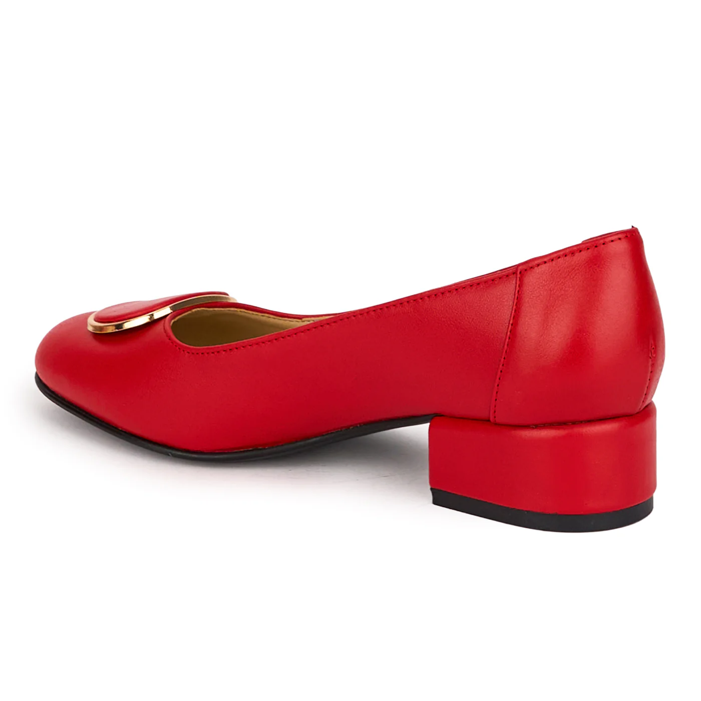 Pantofi dama din piele naturala rosie cu toc mic 3.5 cm 18602 - Image 2