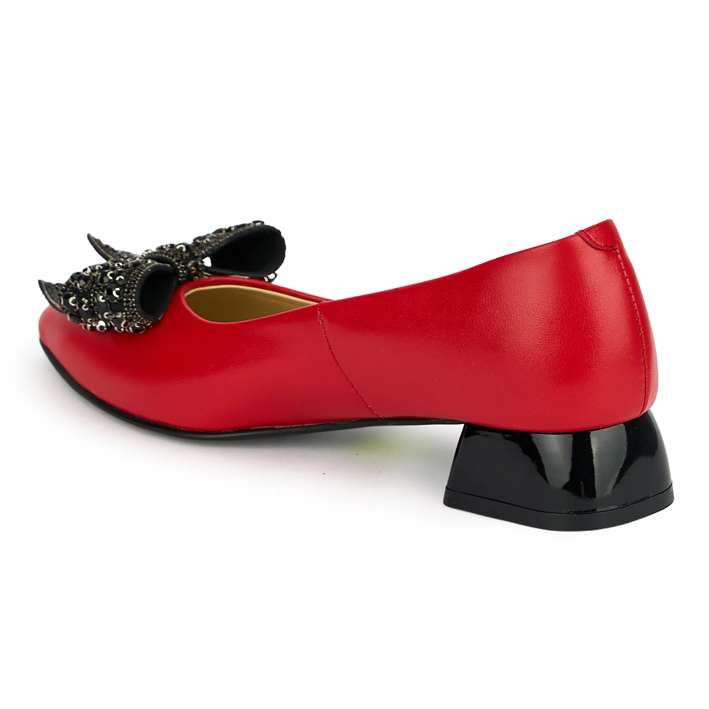 Pantofi dama din piele naturala rosie cu toc mic 3 cm 19422 - Image 2