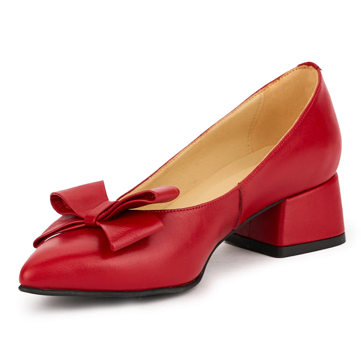 Pantofi dama din piele naturala rosie cu toc mic 4 cm 16683 - Image 3
