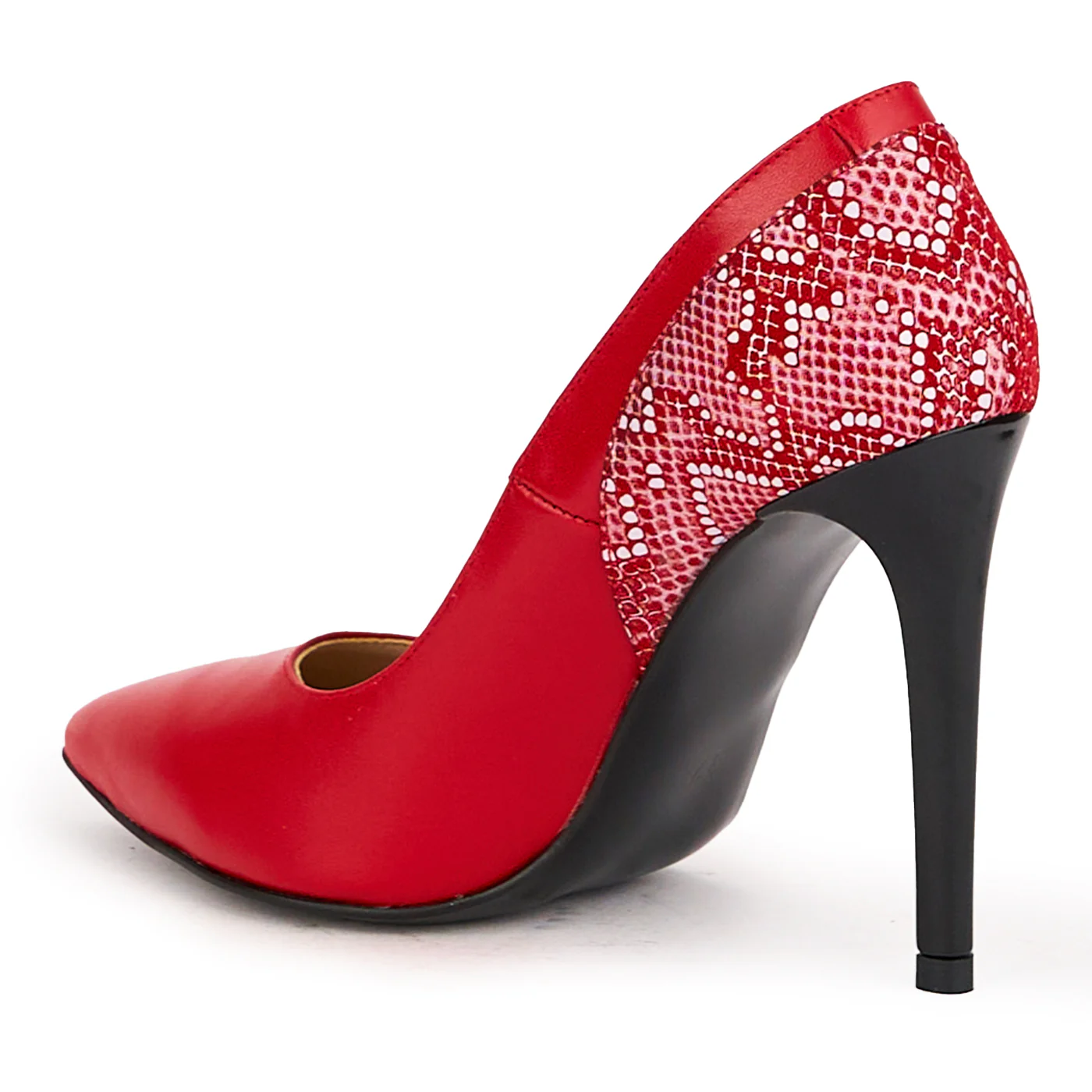 Pantofi dama din piele naturala rosie cu toc subtire 10.5 cm 16726 - Image 2